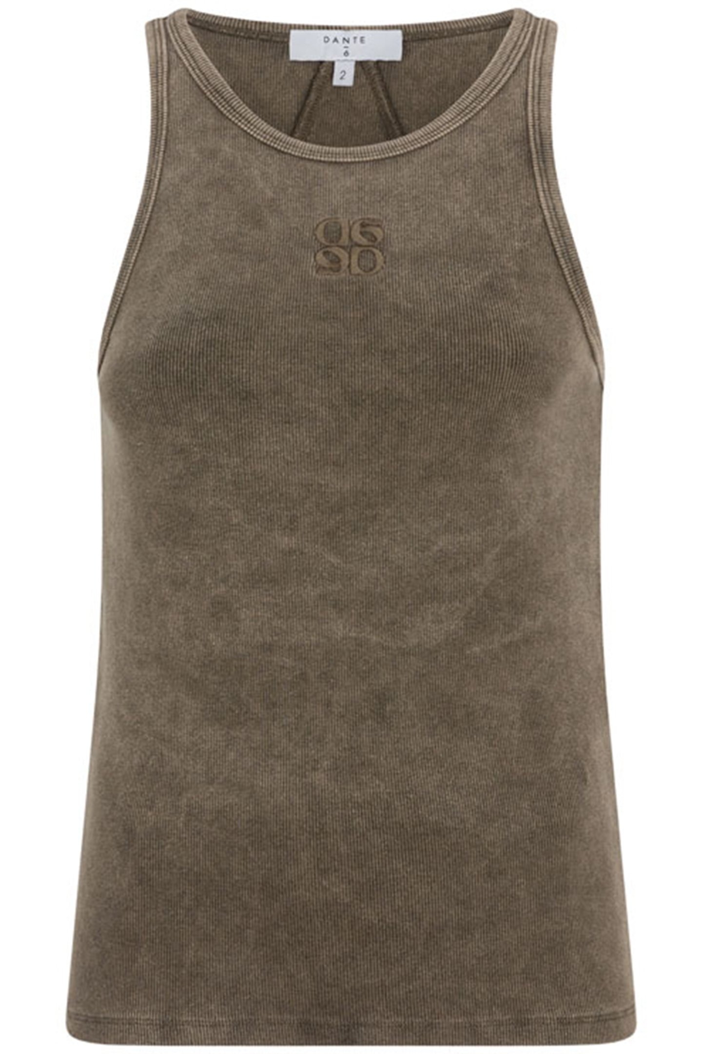 MONOGRAM OIL WASH TANKTOP OLIVE VINE 2
