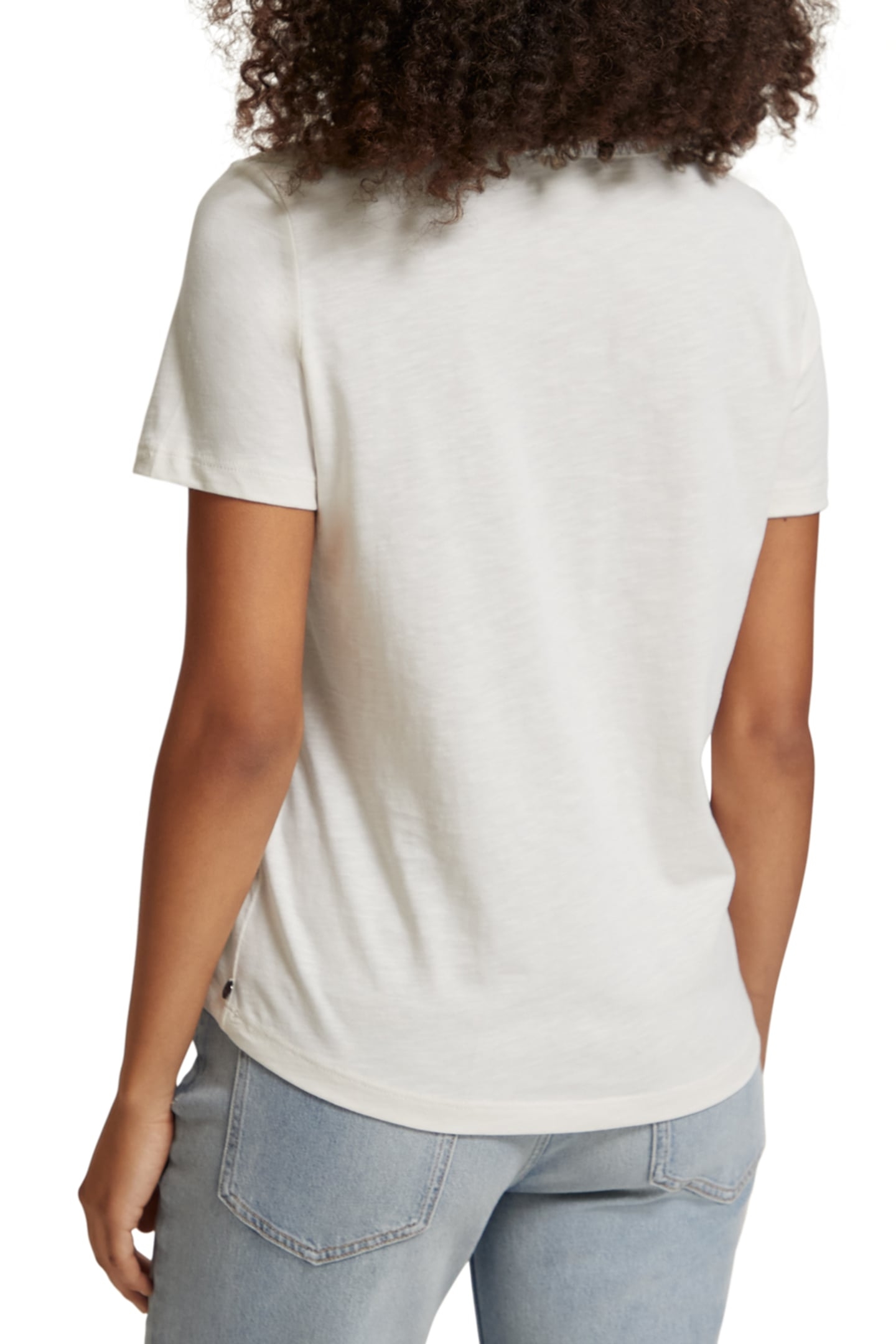 WOVEN TRIM V-NECK T-SHIRT SOFT ICE 2