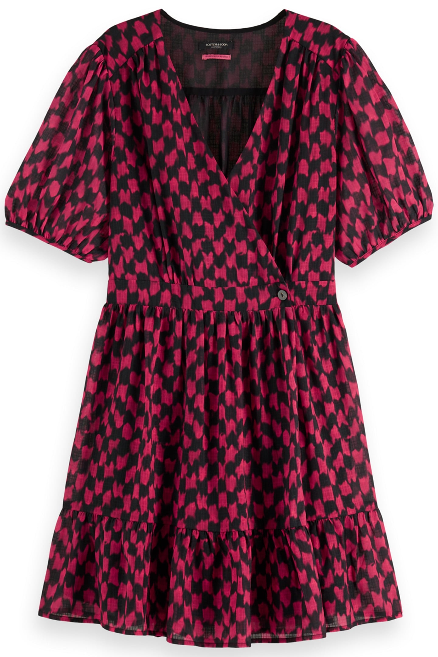 MINI WRAP DRESS IKAT CHECKERBOARD PINK 1