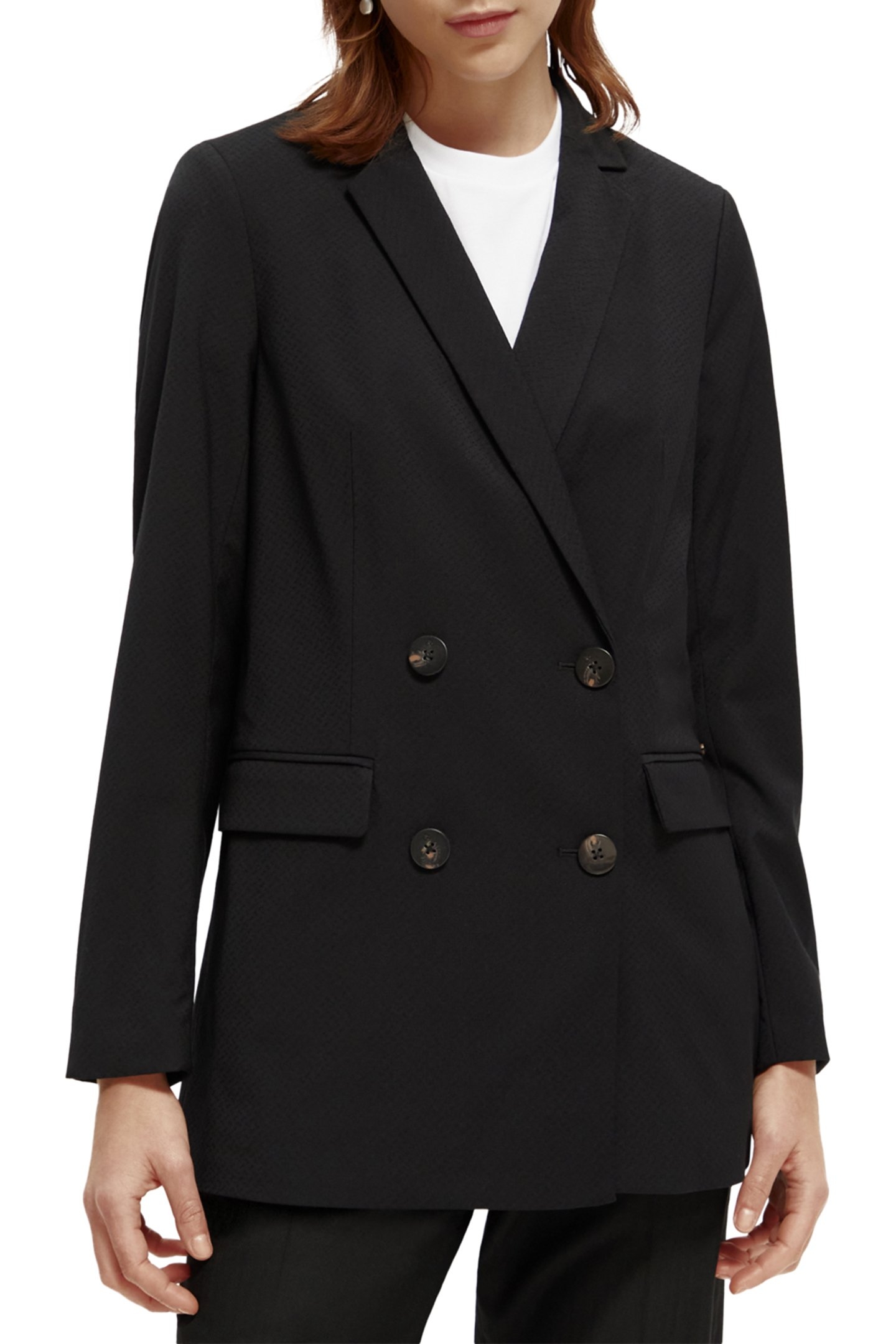 DOUBLE BREASTED TAILORED BLAZER BLACK 1