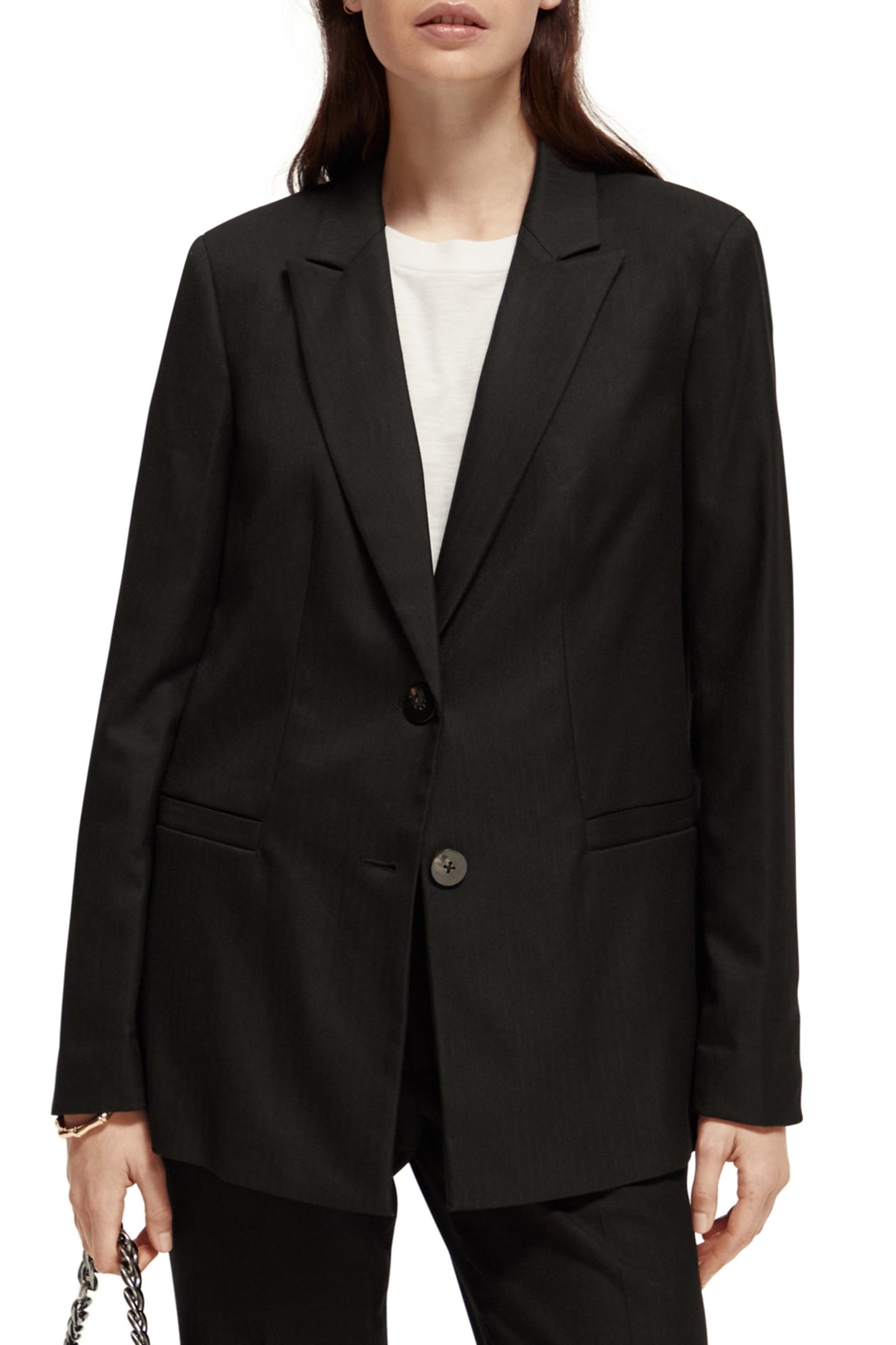 RELAXED FIT SINGLE BREASTED TAILORED BLAZER BLACK 1