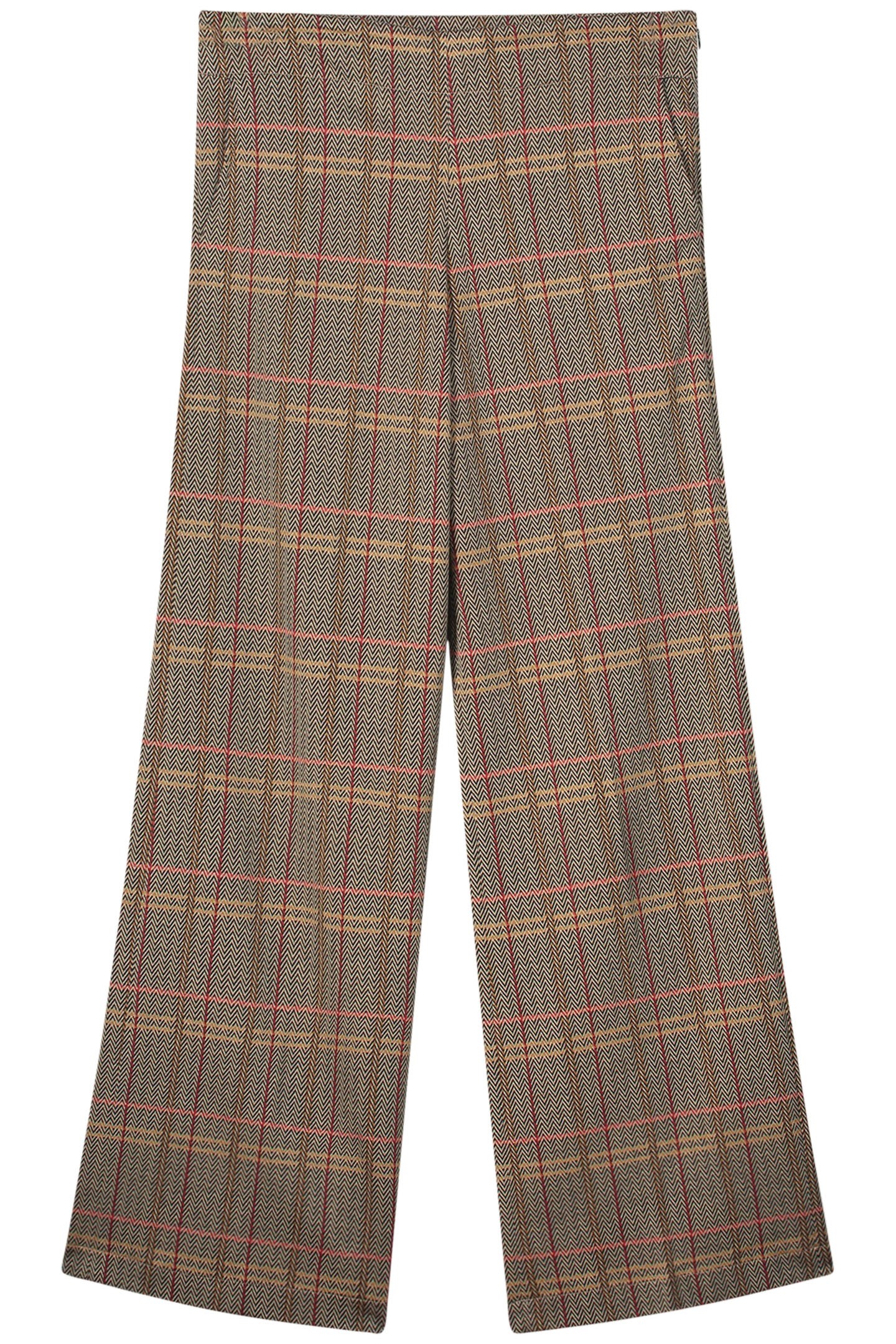 WIDE LEG PANTS CHECK JACQUARD CARAMEL COFFEE 3