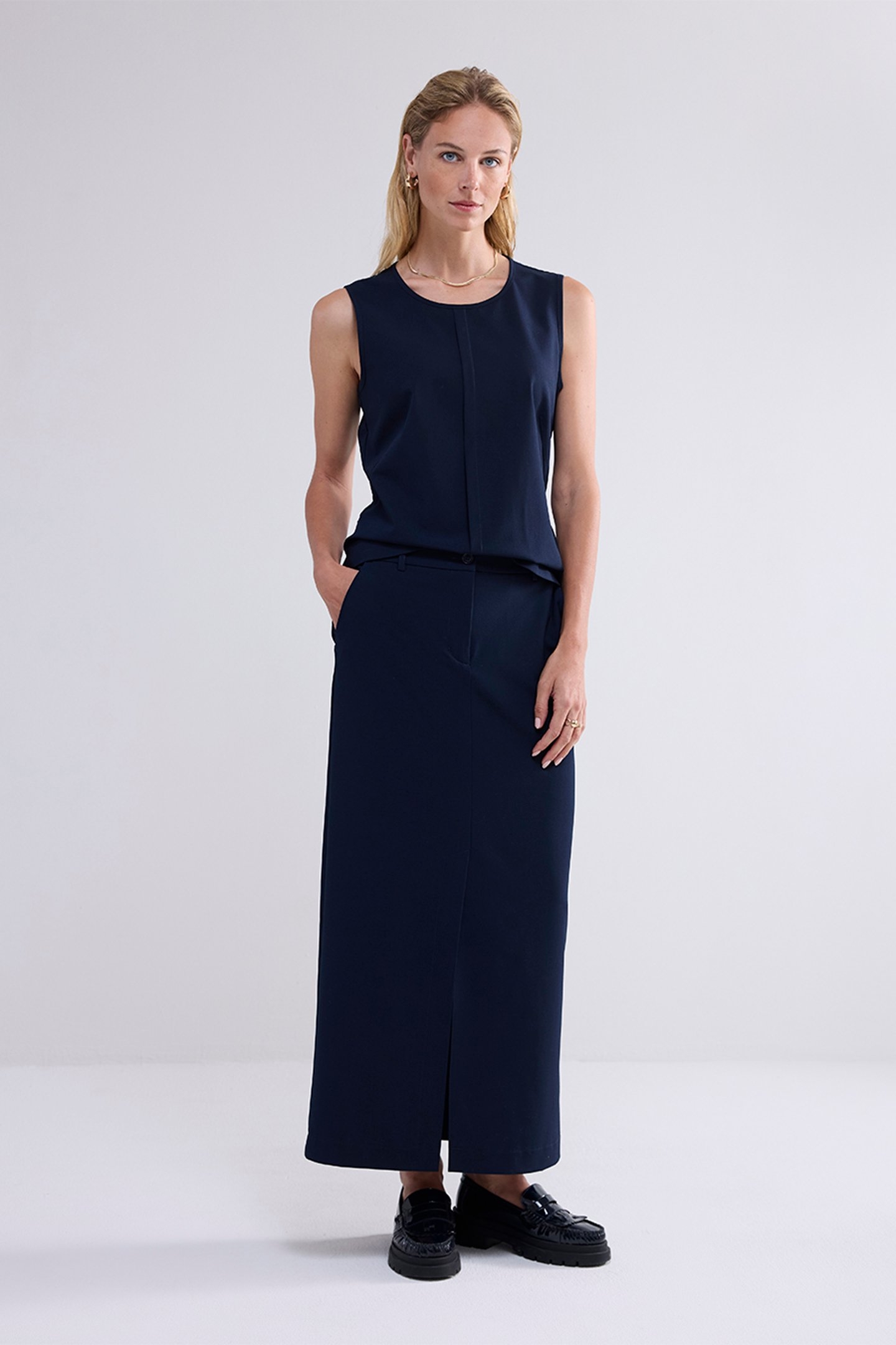 SKIRT VISCOSE BLEND STRETCH MIDNIGHT BLUE 1