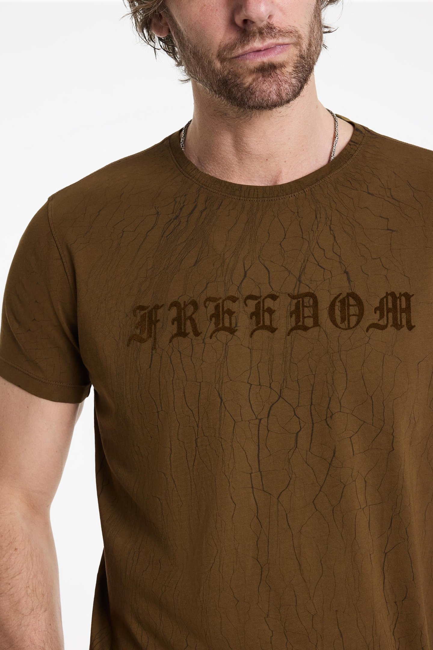 SS CREW TEE - CRACKED FREEDOM LT BROWN 3