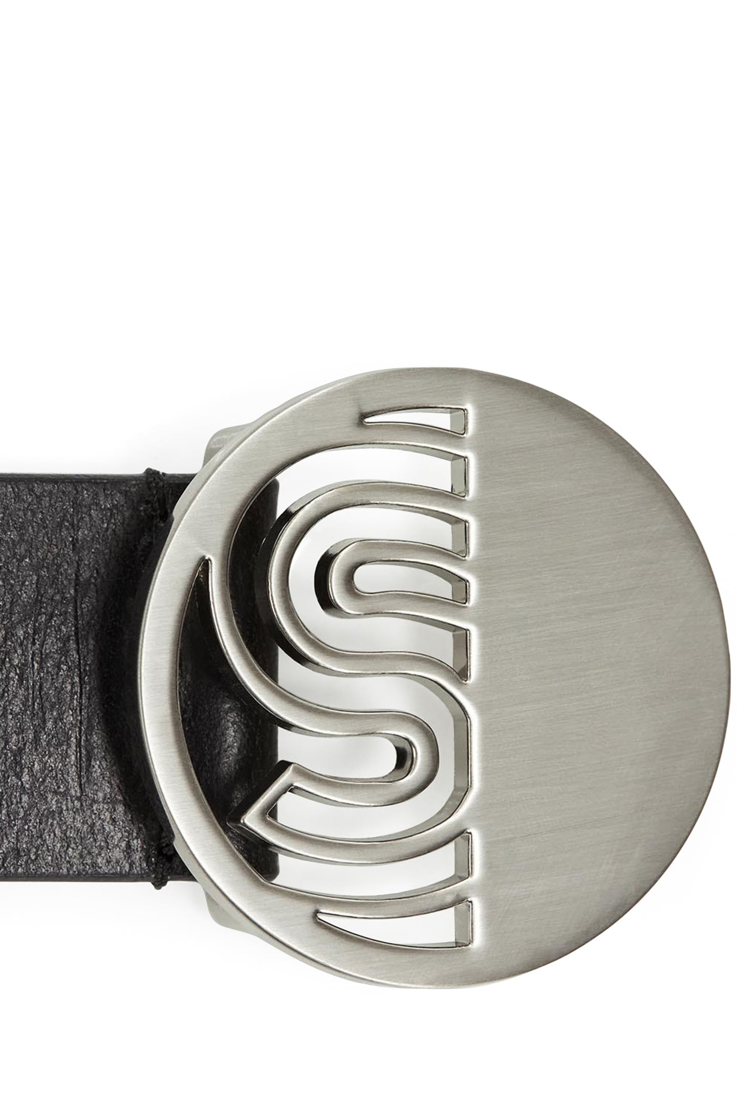 AGREE - BLACK LEATHER BELT WITH ART DECO BUCKLE 3