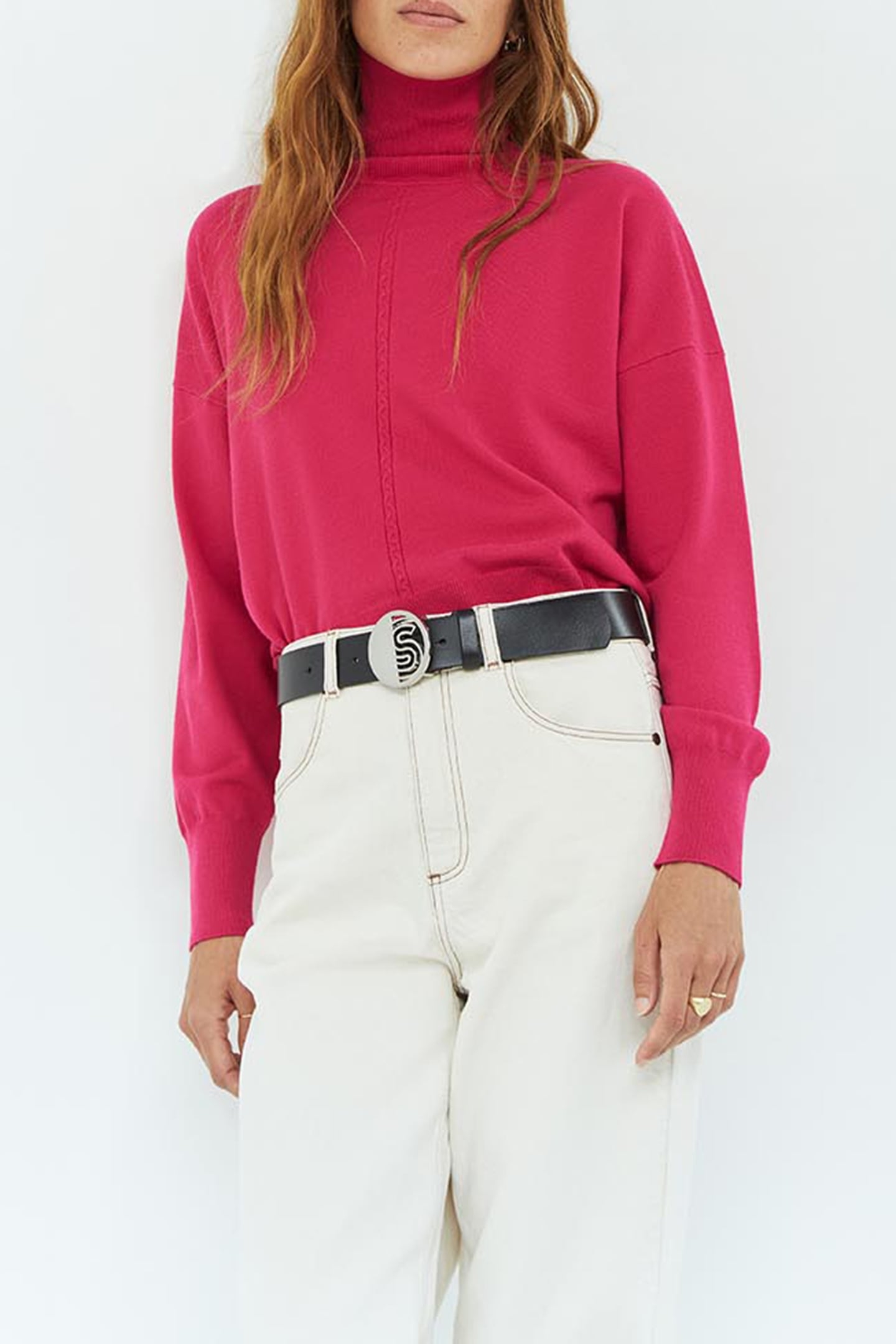 AGREE - BLACK LEATHER BELT WITH ART DECO BUCKLE 1