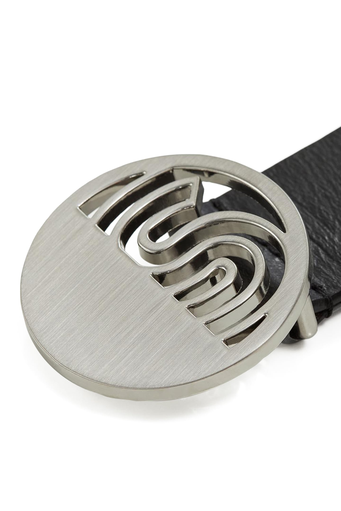 AGREE - BLACK LEATHER BELT WITH ART DECO BUCKLE 4