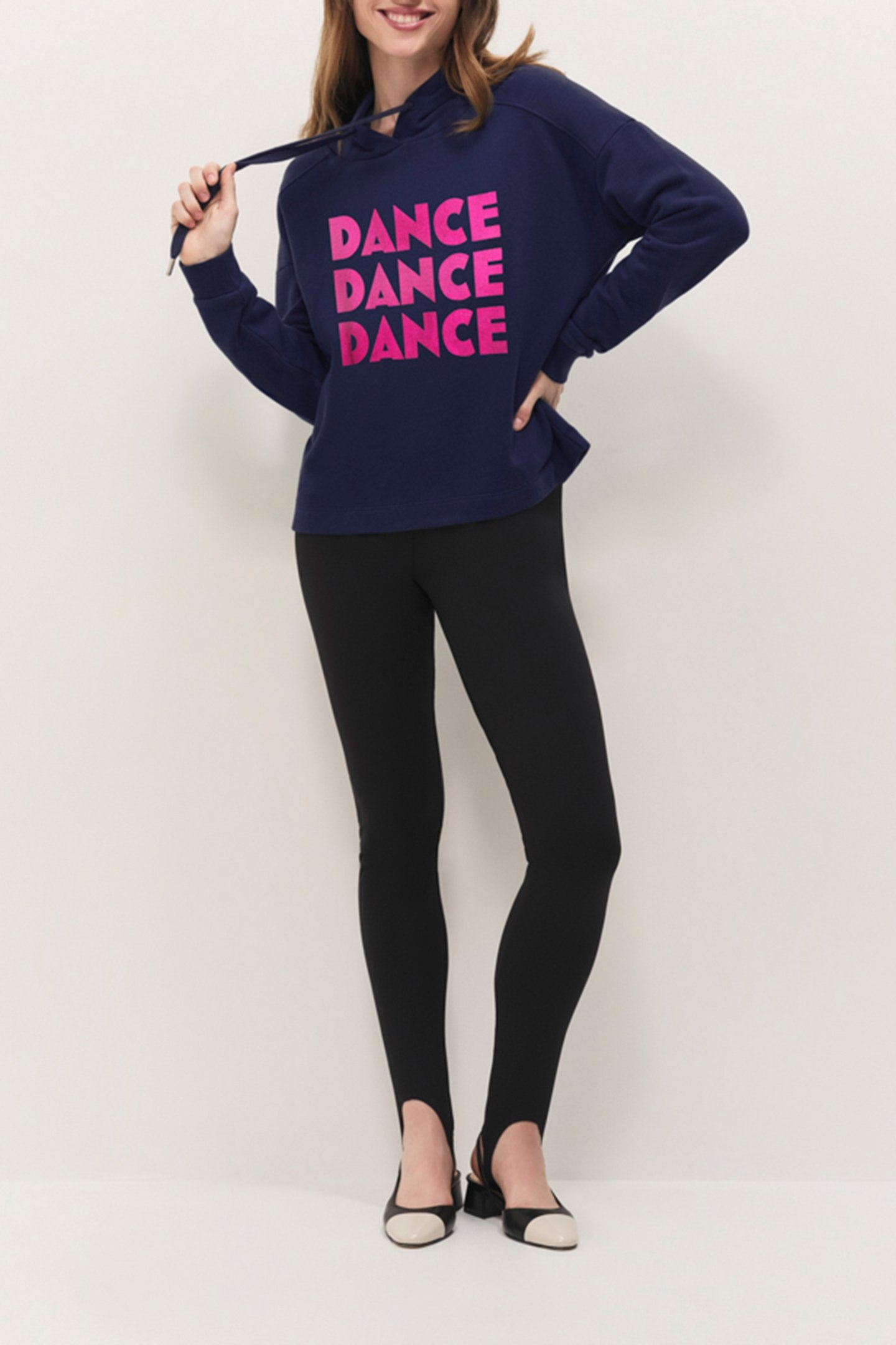MAORI - NAVY BLUE HOODIE WITH FLOCKED VELVET DANCER PRINT 4