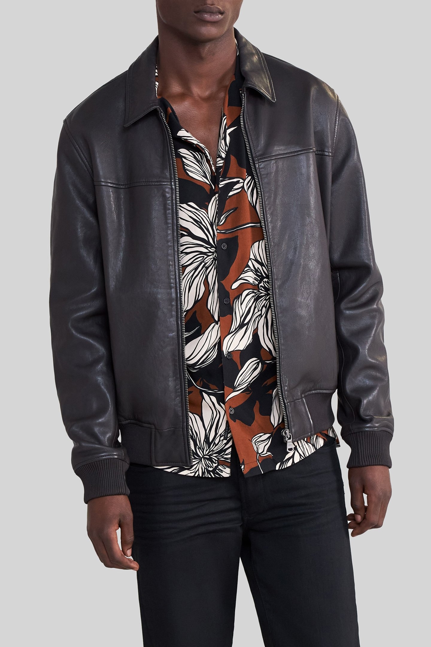 BLACK COFFEE CERTIFIED LEATHER AVIATOR JACKET 1