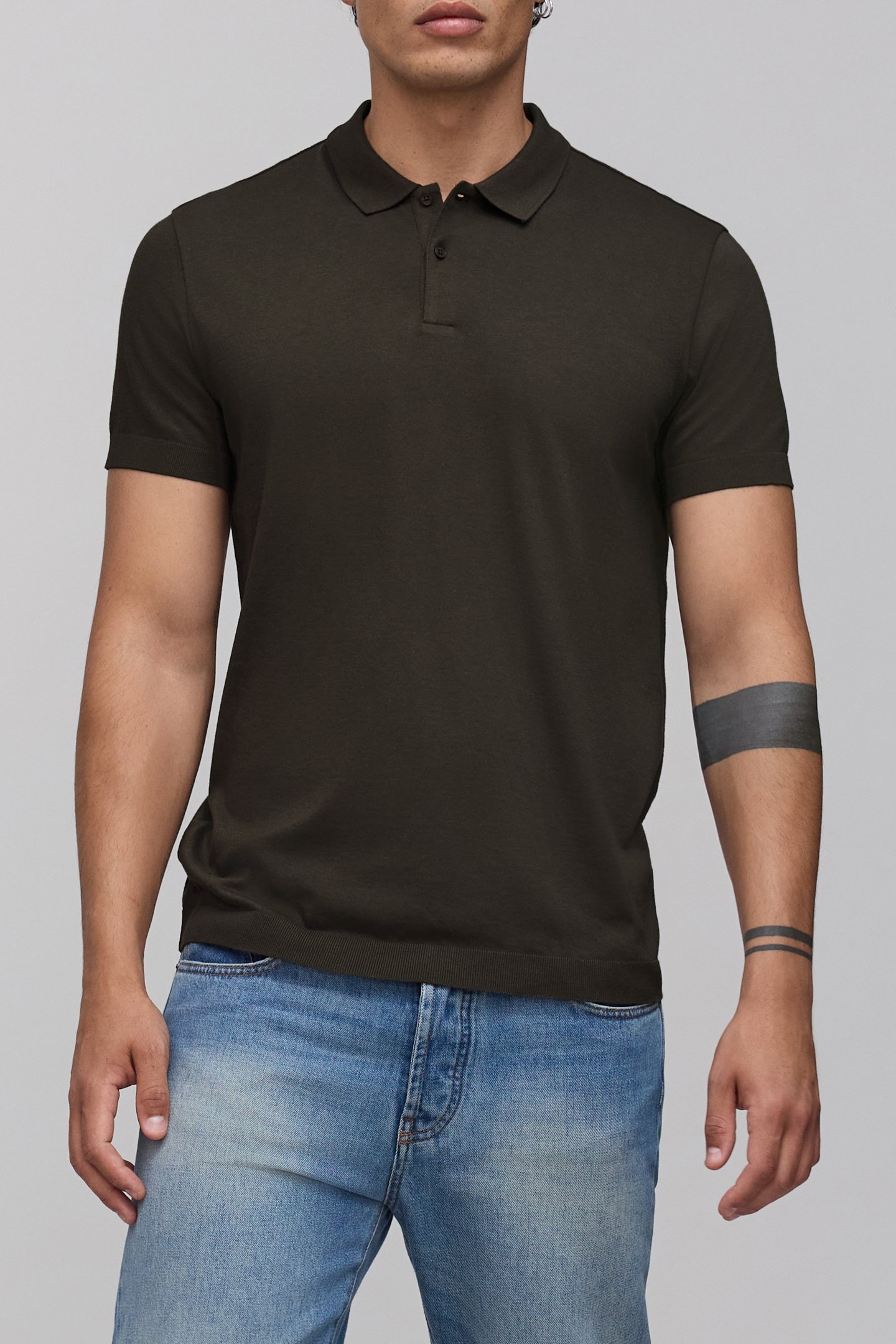 POLO DARK KHAKI COTTON MODAL HOMME 1