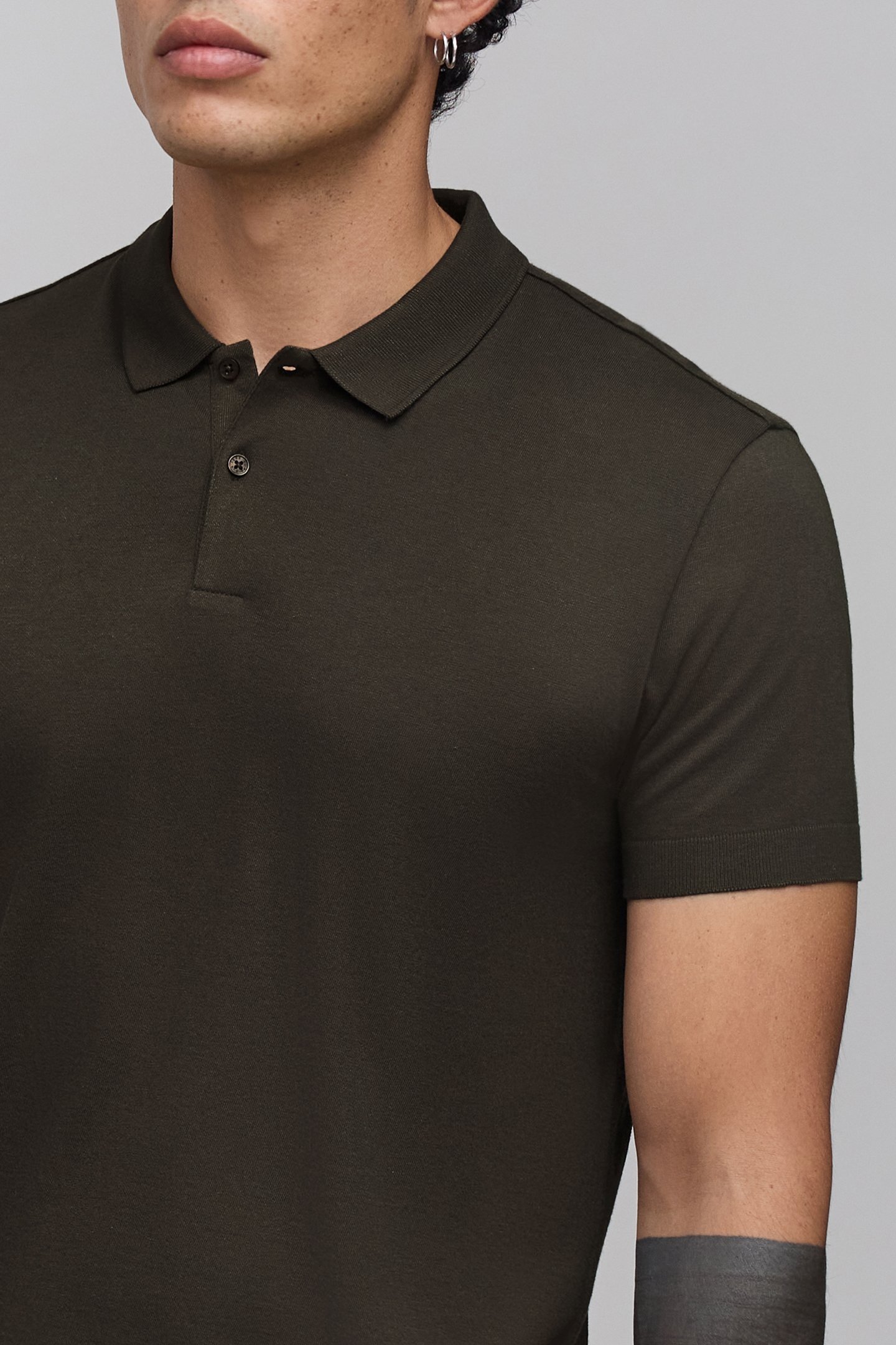 POLO DARK KHAKI COTTON MODAL HOMME 5