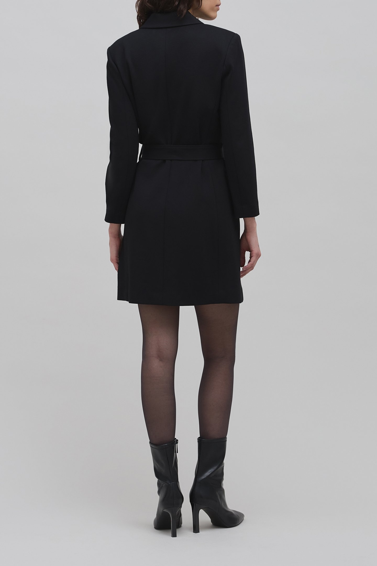 BELTED BLACK TRENCH DRESS MILANO MESH 3