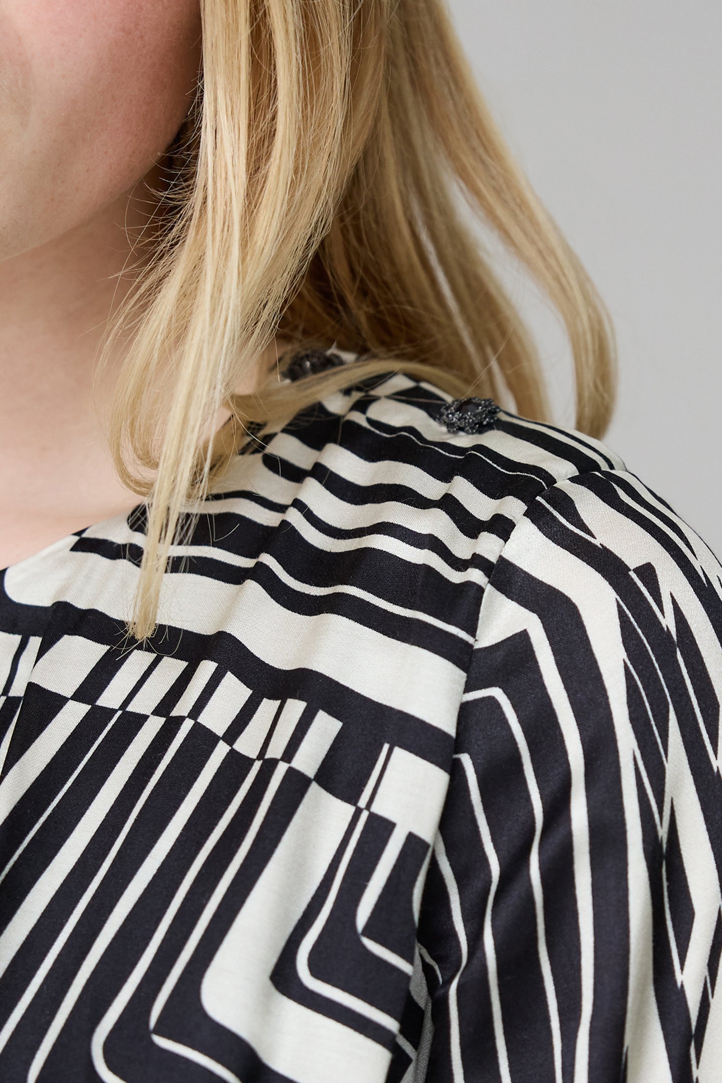 PURE EDITION-ART DECO GRAPHIC DRAPED BLACK DRESS 6