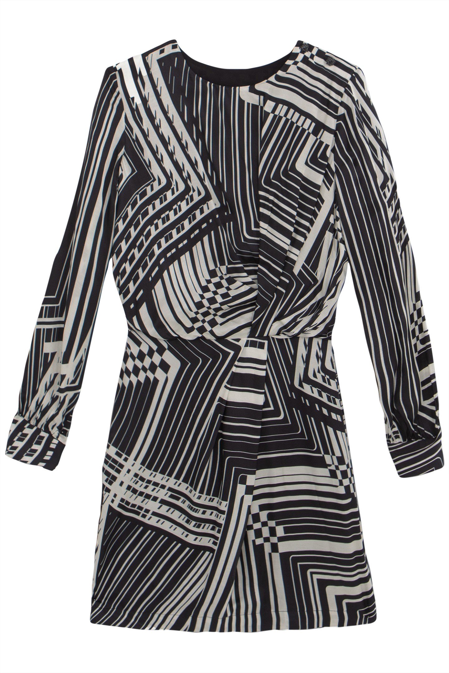 PURE EDITION-ART DECO GRAPHIC DRAPED BLACK DRESS 3