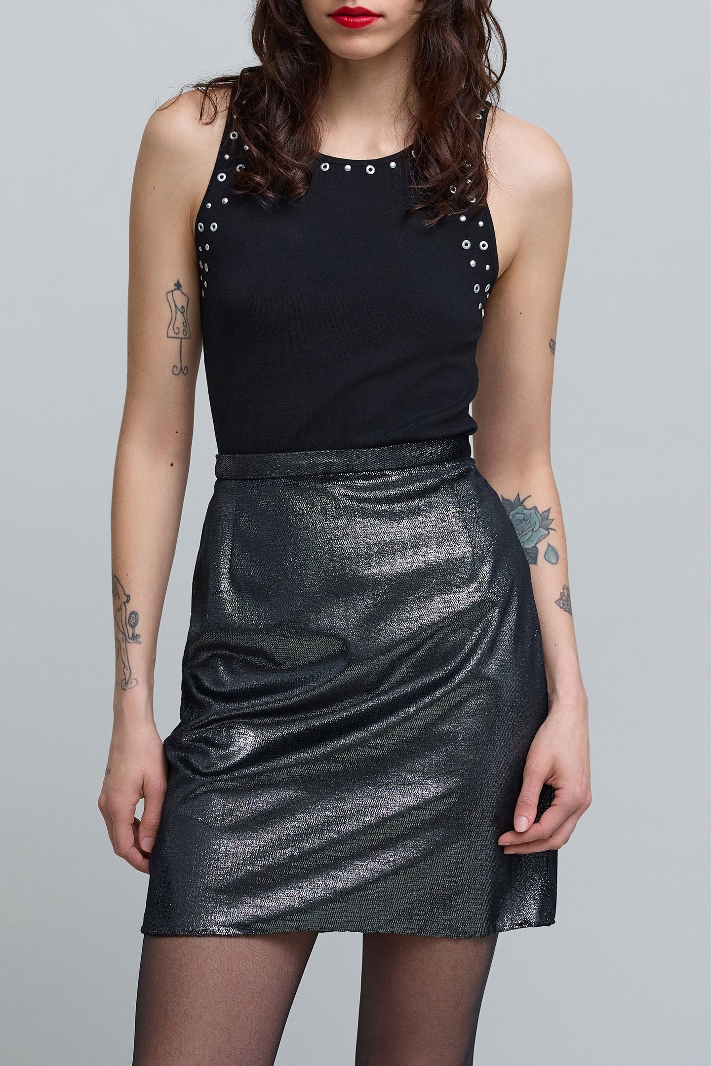 SILVER VELVET MIDI SKIRT 6