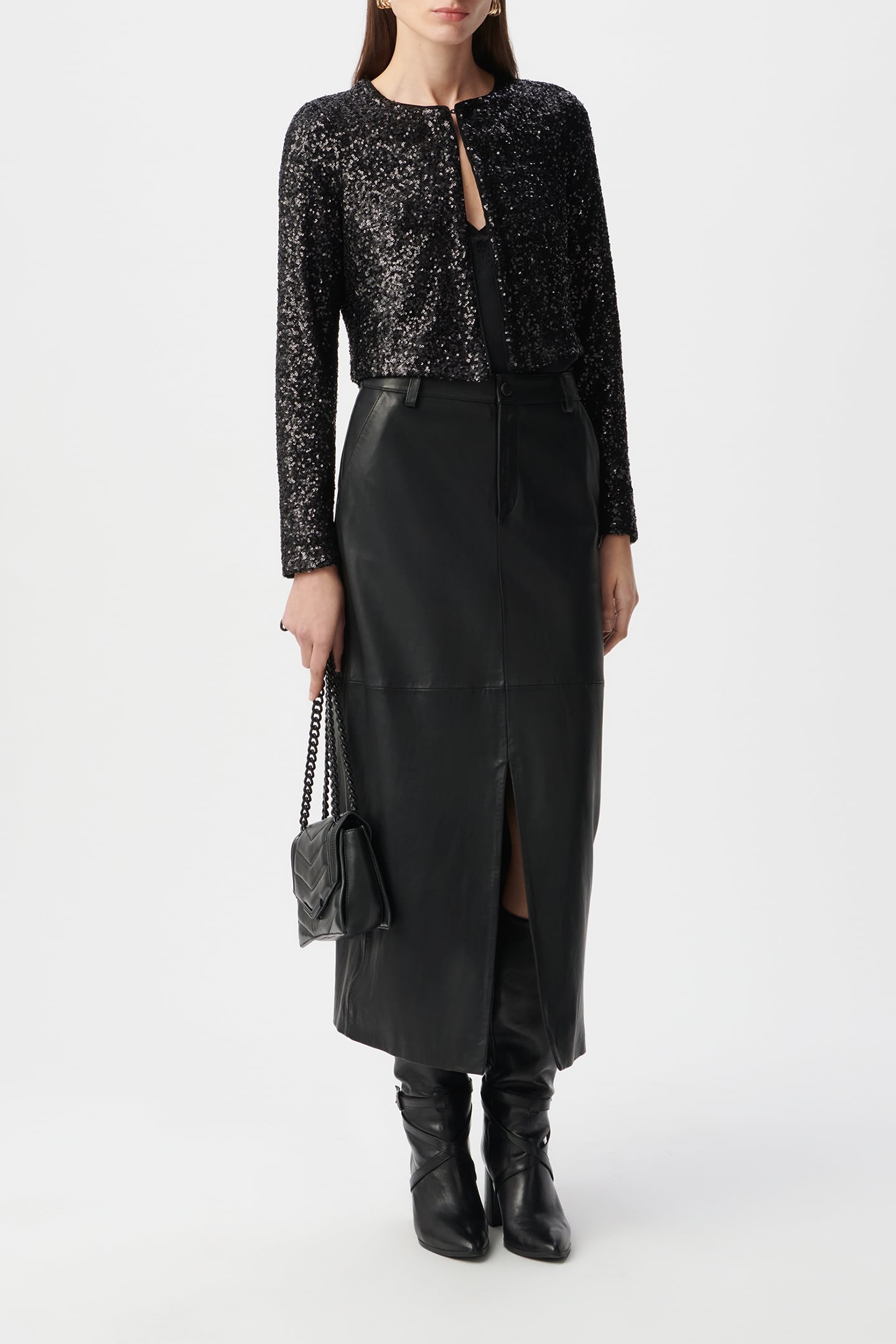 SHORT BLACK JACKET WITH SEQUIN EMBROIDERY 3