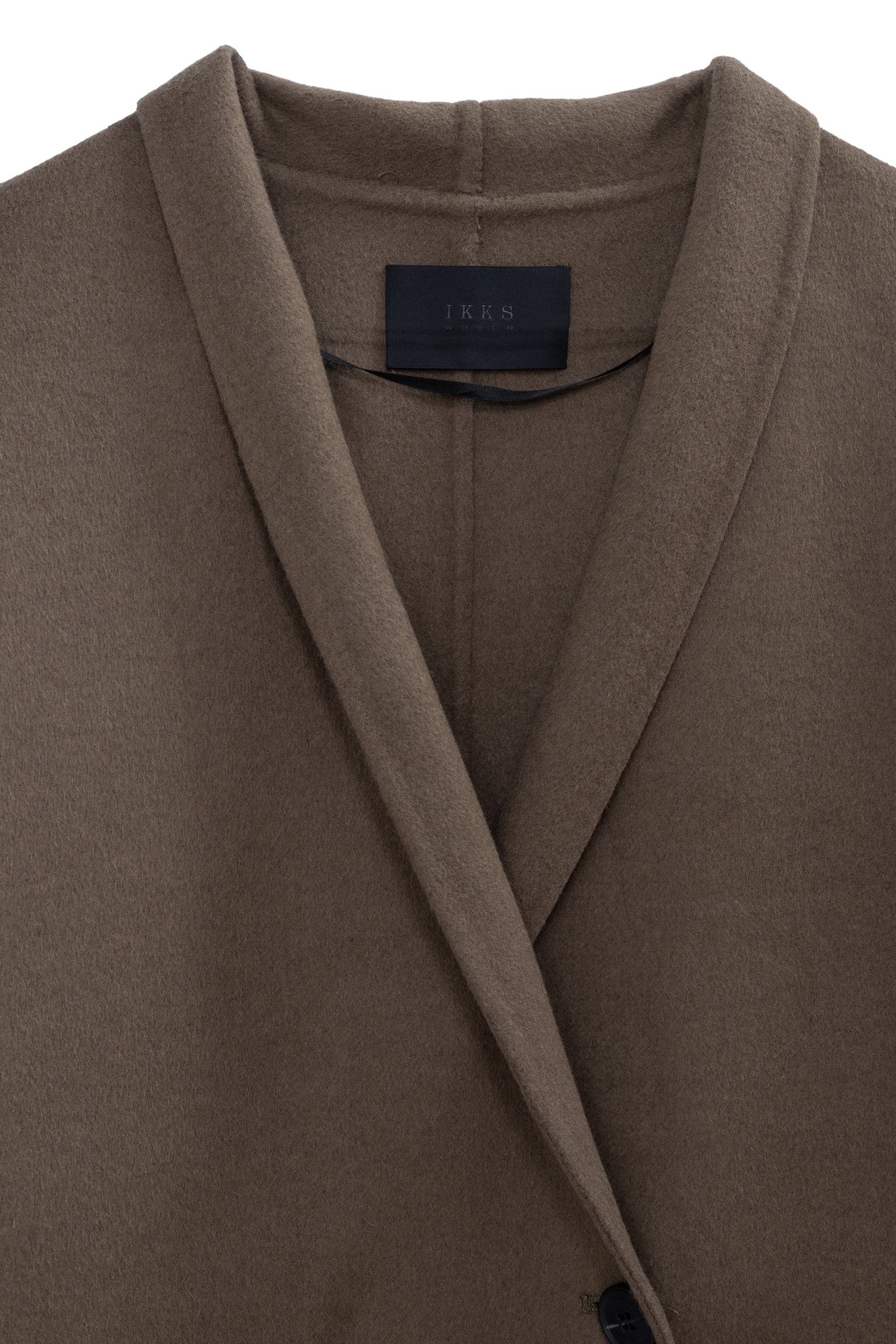 DOUBLE-FACED KHAKI COAT WITH FRINGED SCARF 5