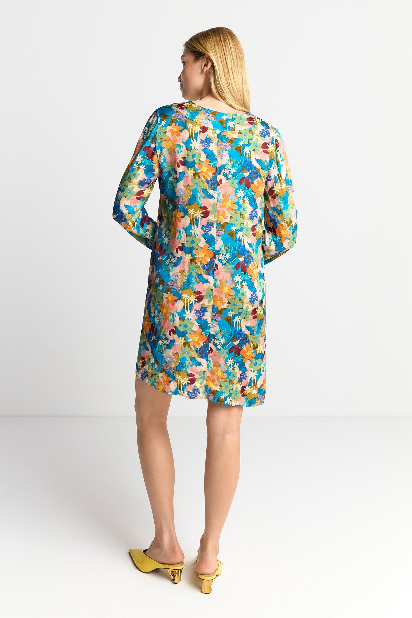 PRINTED V-NECK MINI DRESS WITH FLOWER PRINT RECYCLED ORIGINA 3