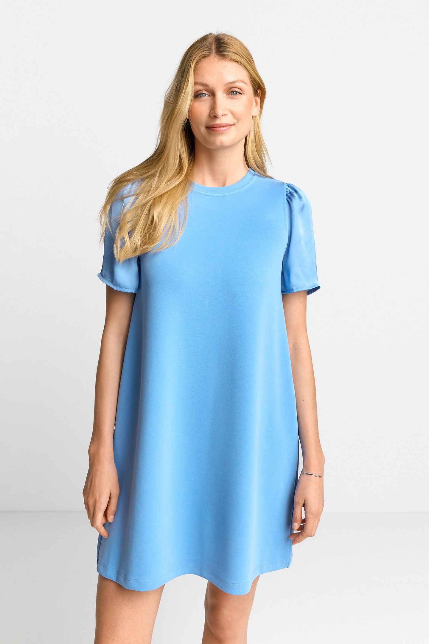 SCUBA DRESS SATIN MAT MIX CRUISE BLUE 1