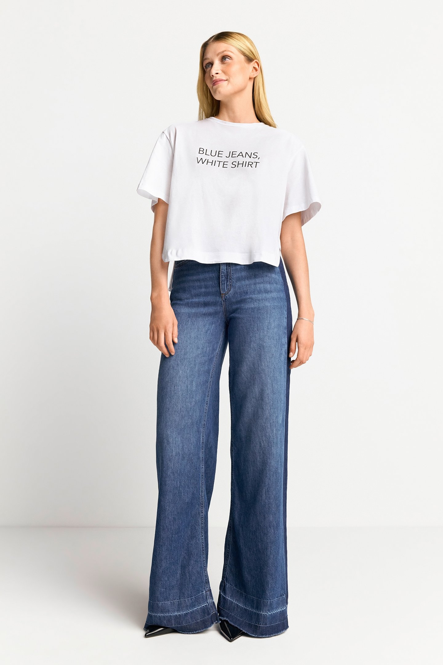 BOXY T-SHIRT "BLUE JEANS, WHITE SHIRT" ORGANIC MIDNIGHT BLUE 2