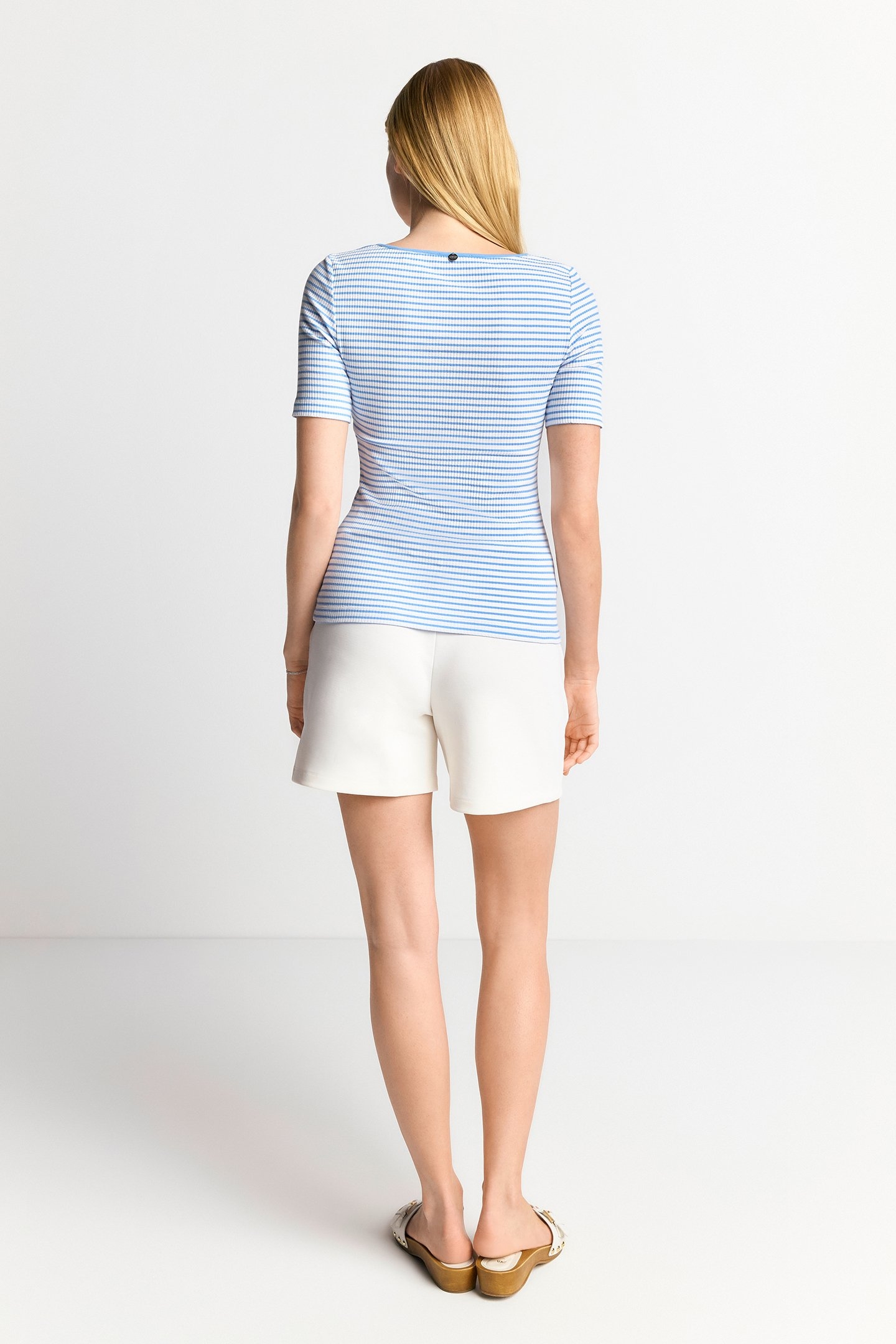 ORGANIC RIB SHIRT STRIPED CRUISE BLUE 2