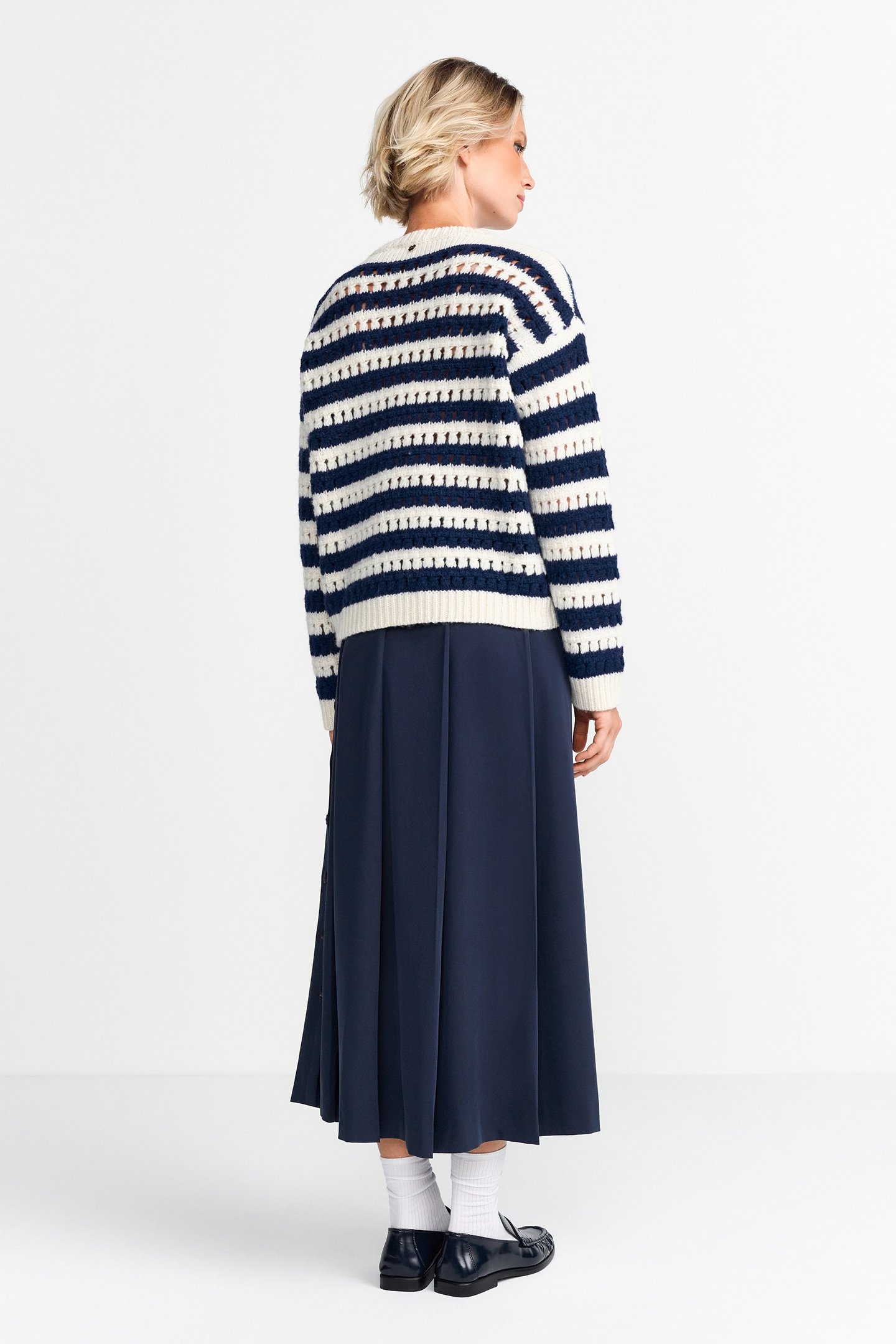 STRIPED AJOUR CREW NECK MIDNIGHT BLUE 3