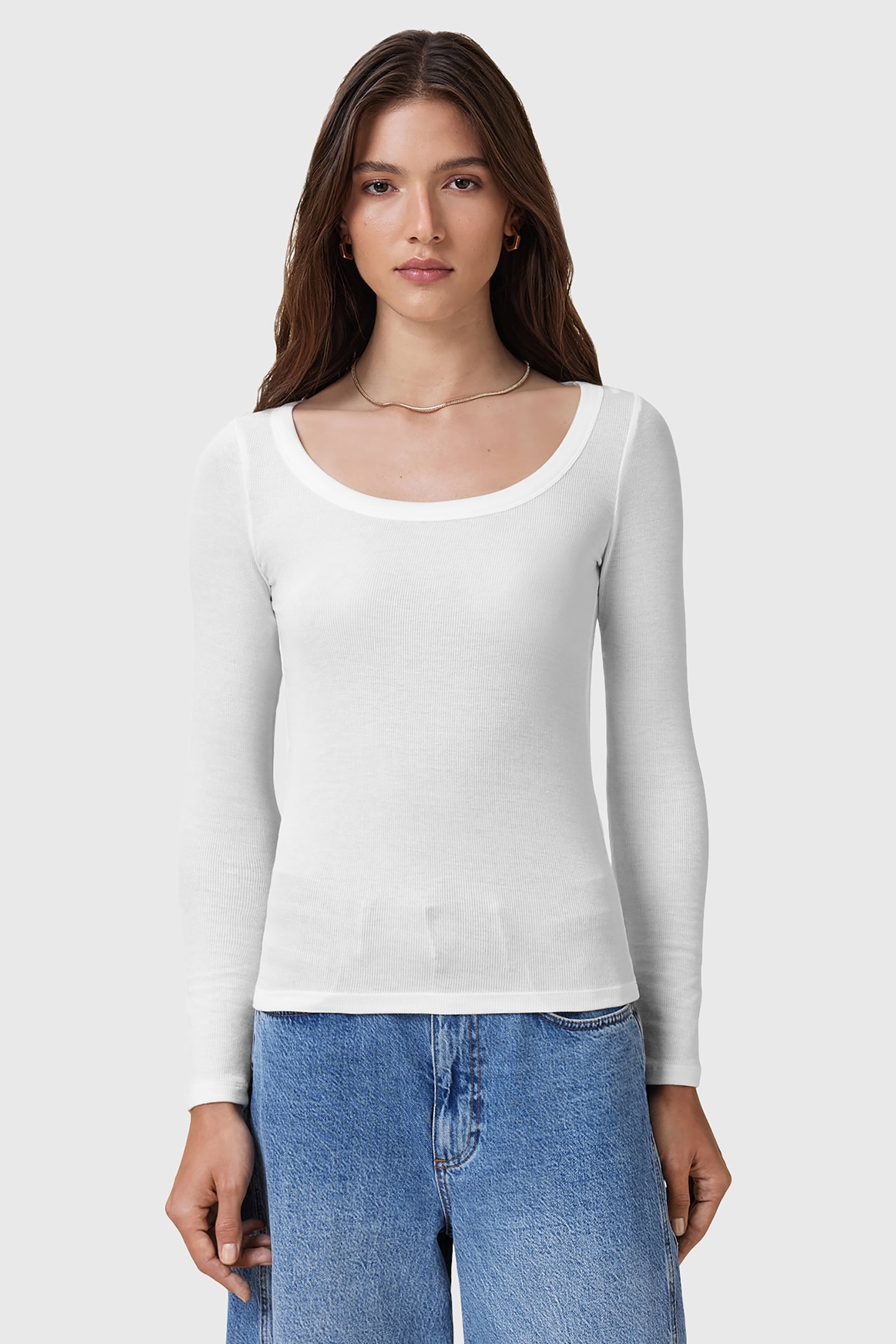 RINA LS SCOOP NECK OPTIC WHITE 1