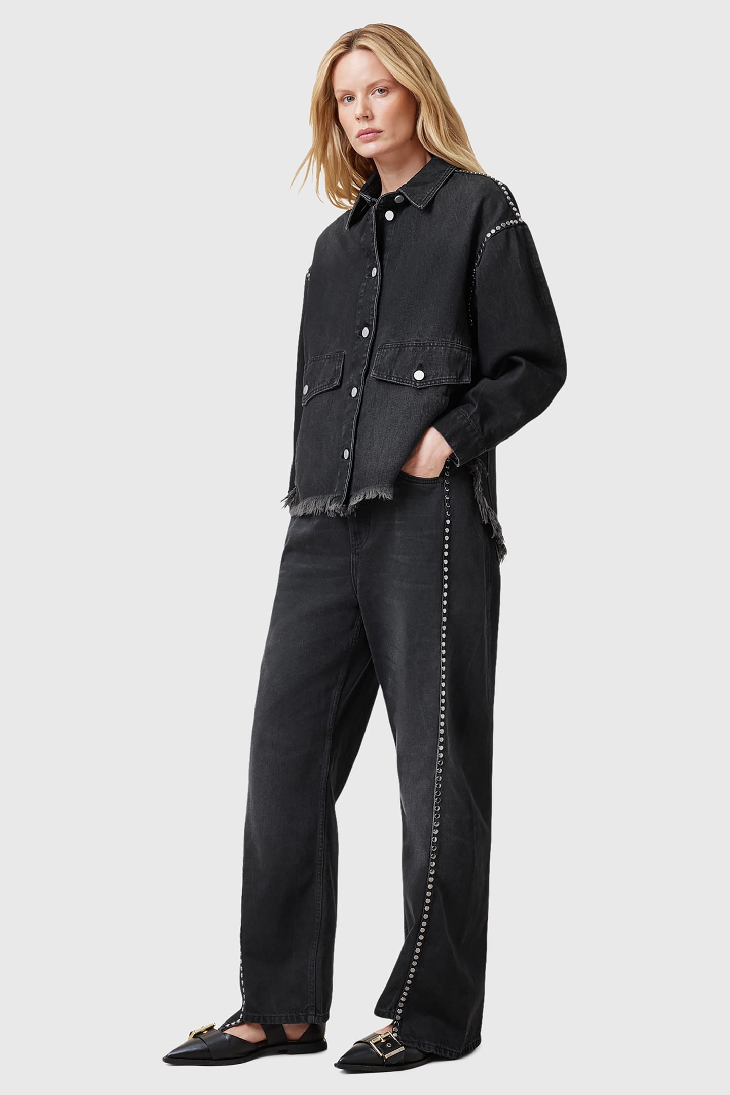 FRANKIE STUD JEAN WASHED BLACK 3