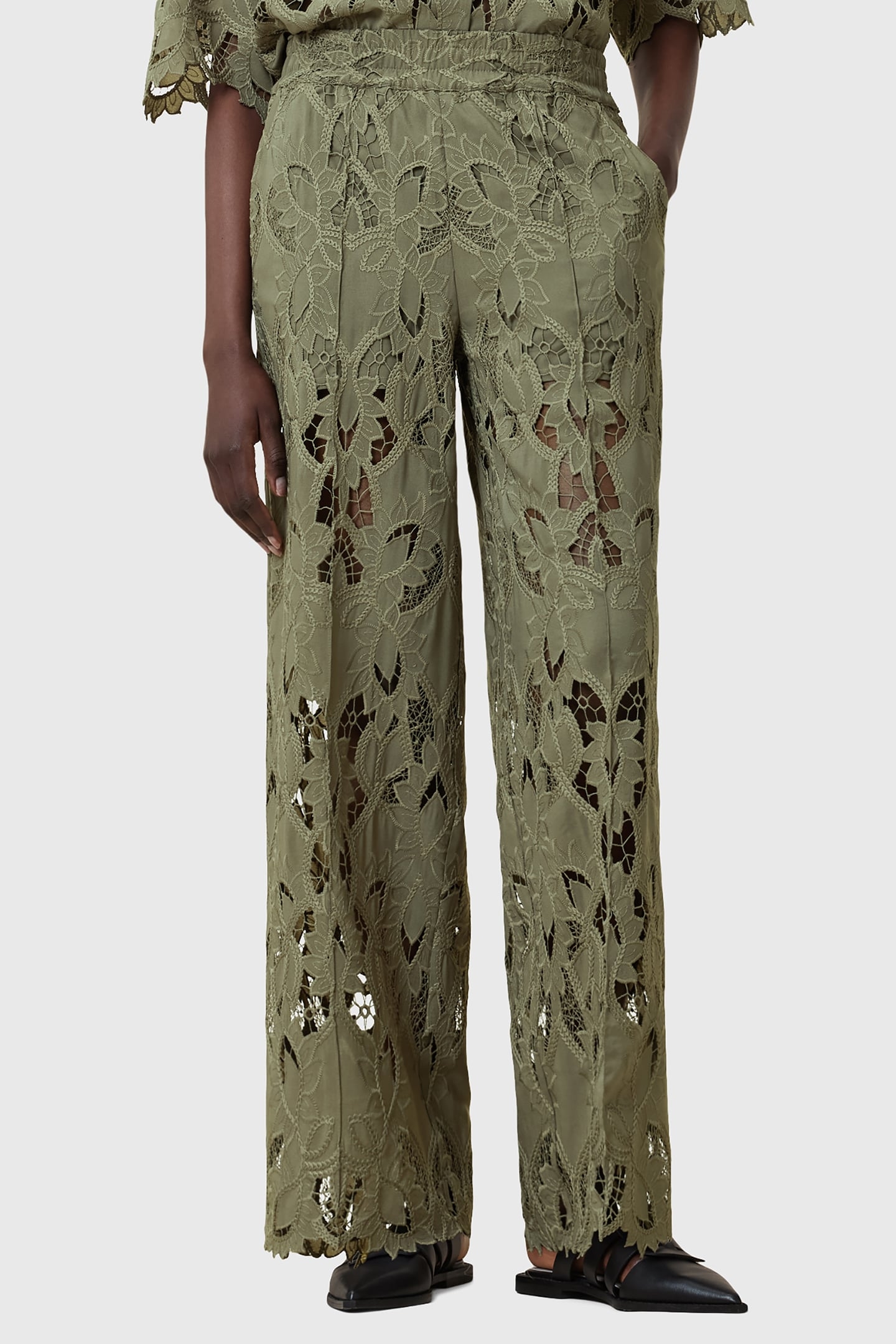 CHARLI EMB TROUSER MERMAID GREEN 1