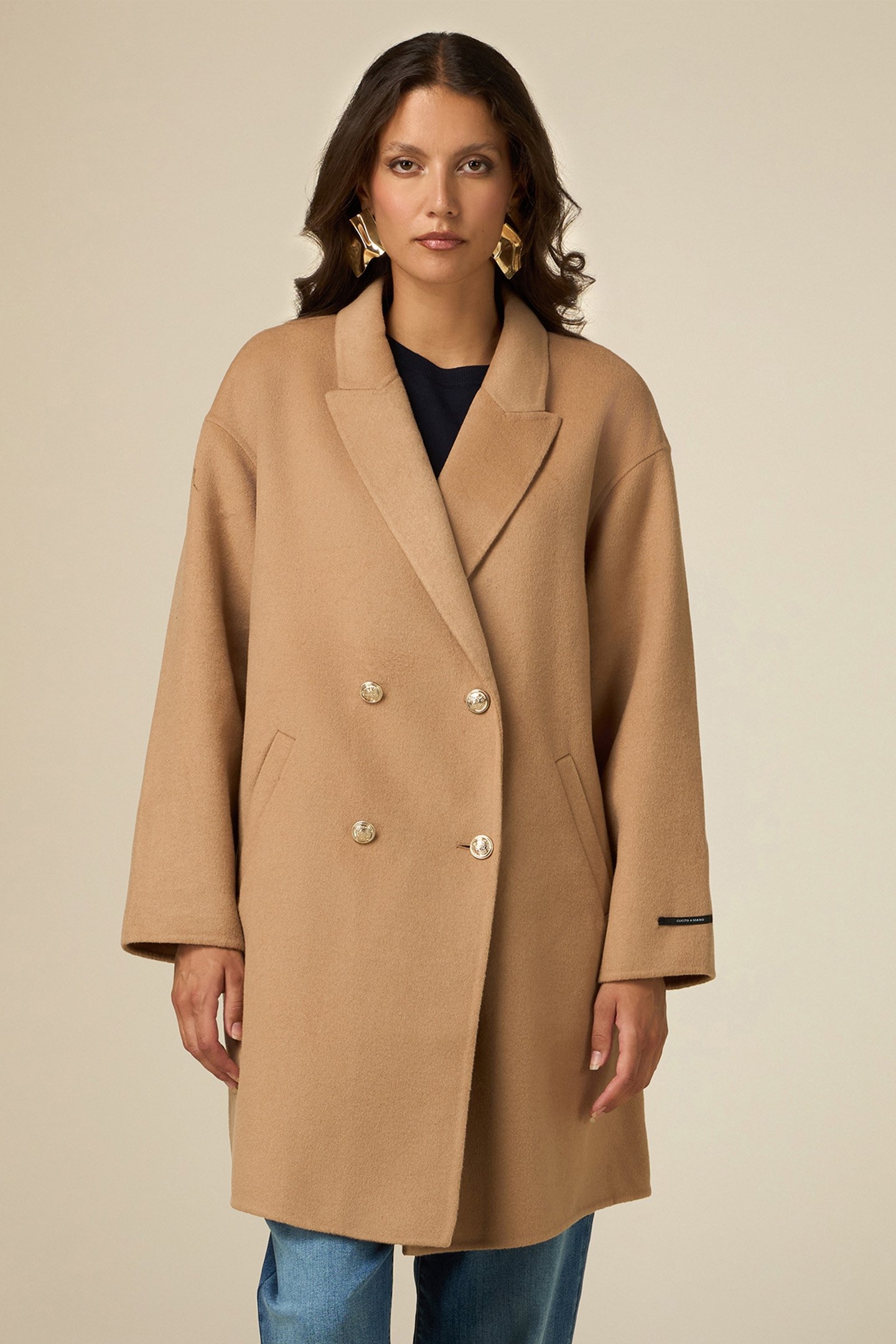 WOOL BLEND DOUBLE-BREASTED COAT BEIGE 1