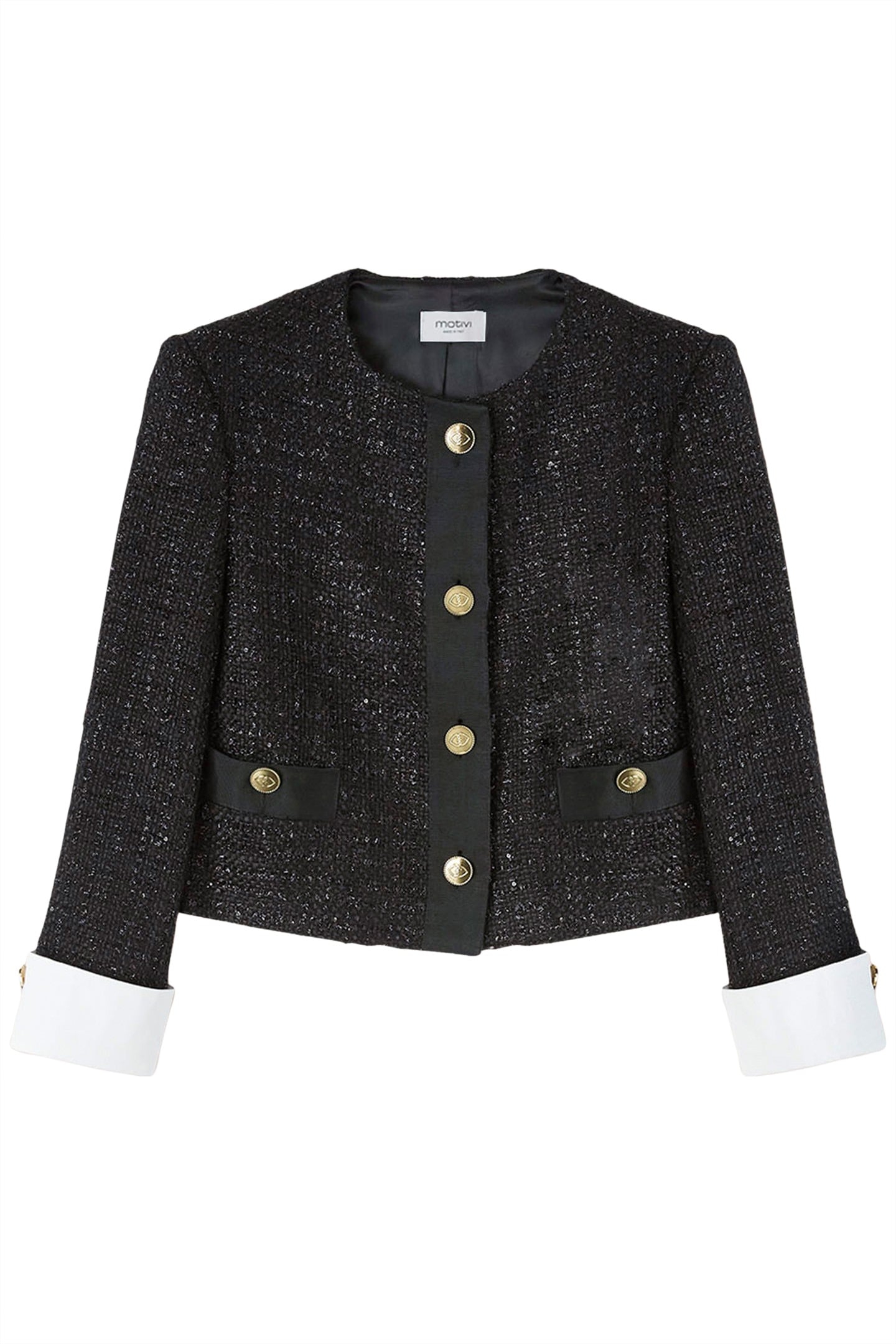 LUREX TWEED JACKET WITH REMOVABLE CUFFS BLACK 4