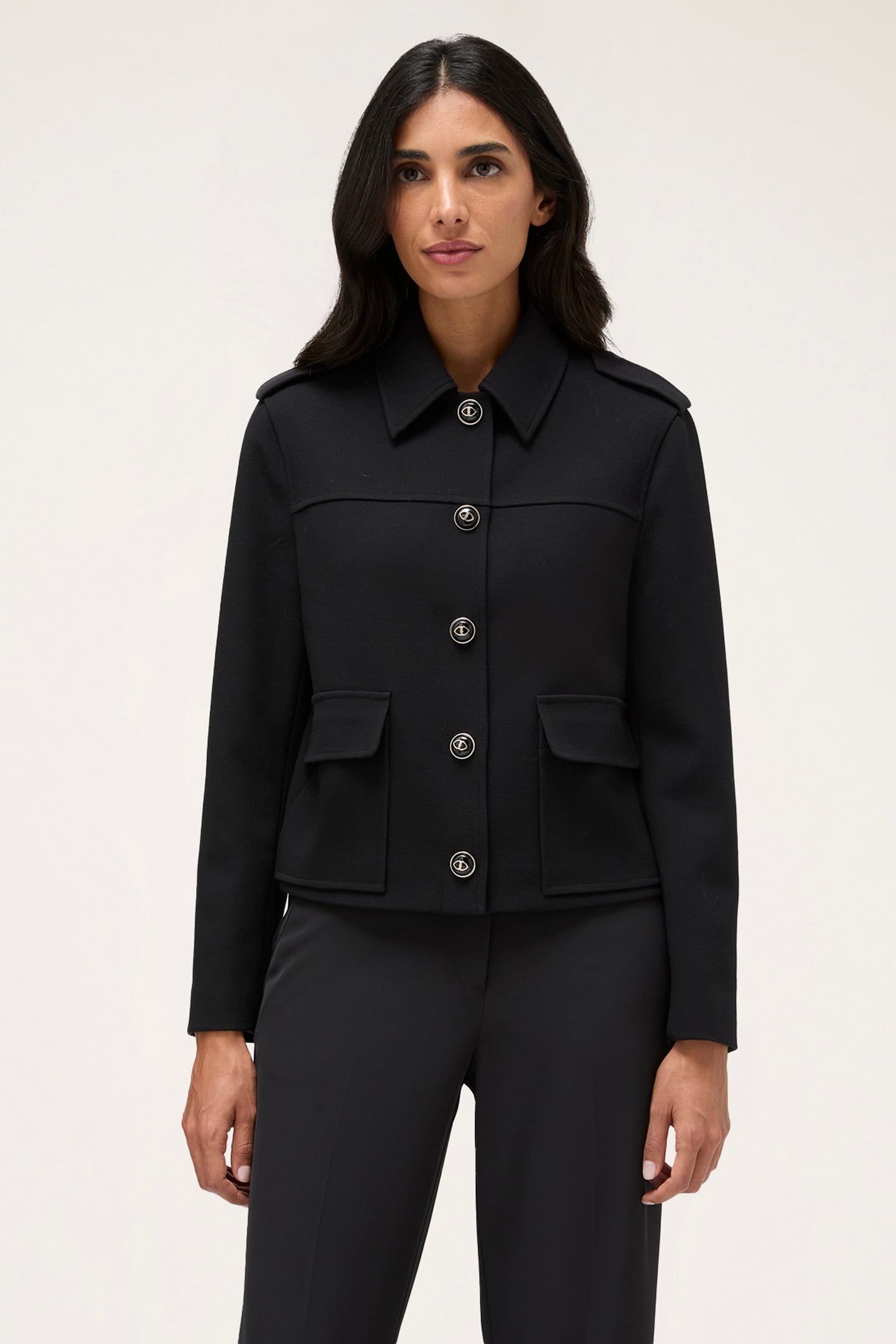 SINGLE-BREASTED JACKET WITH EPAULETTES BLACK 1