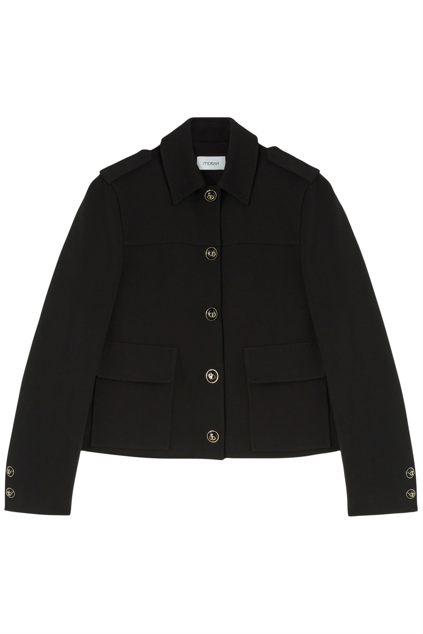 SINGLE-BREASTED JACKET WITH EPAULETTES BLACK 4