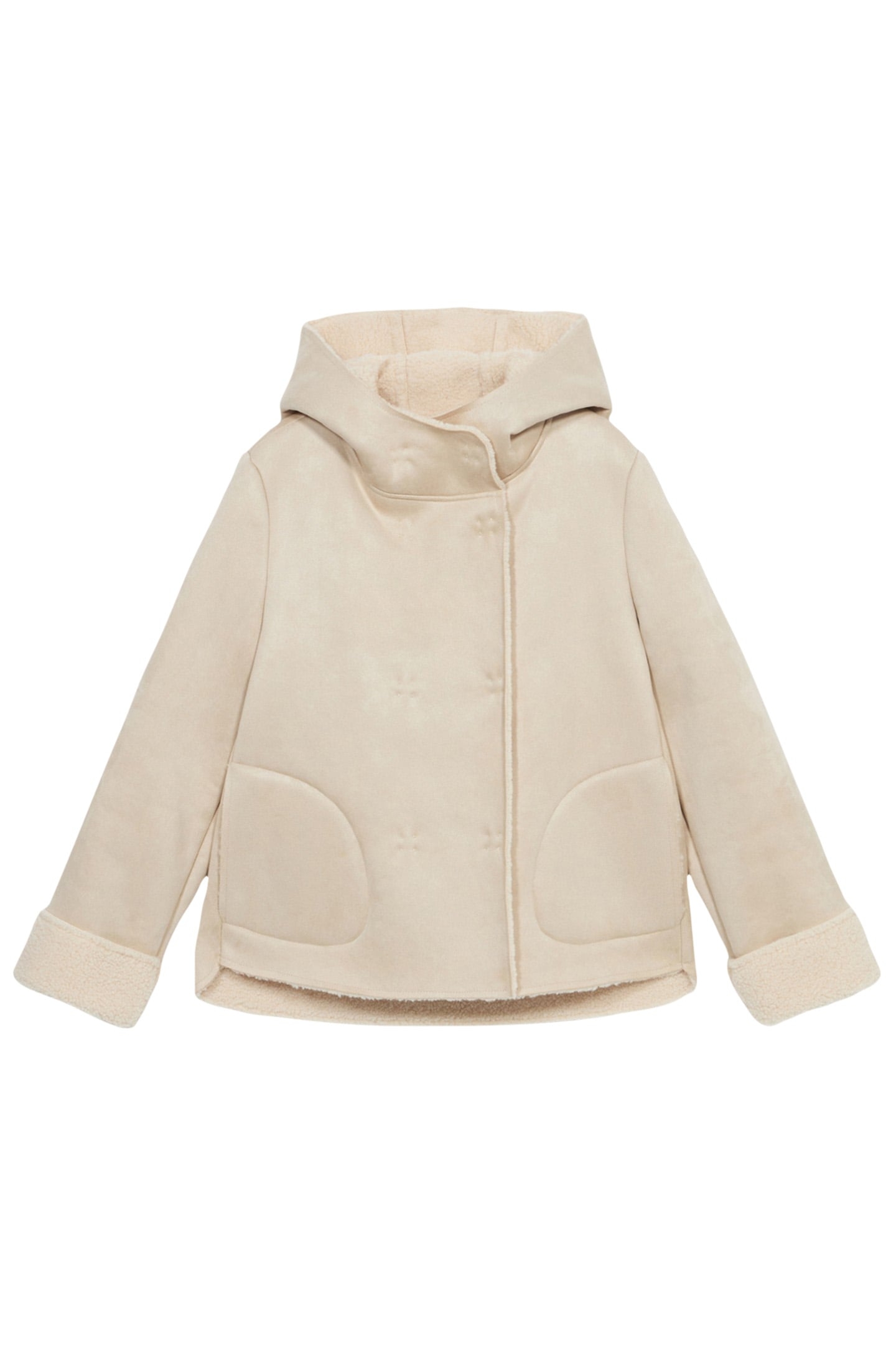 HOODED FAUX SHEEPSKIN JACKET WHITE 3