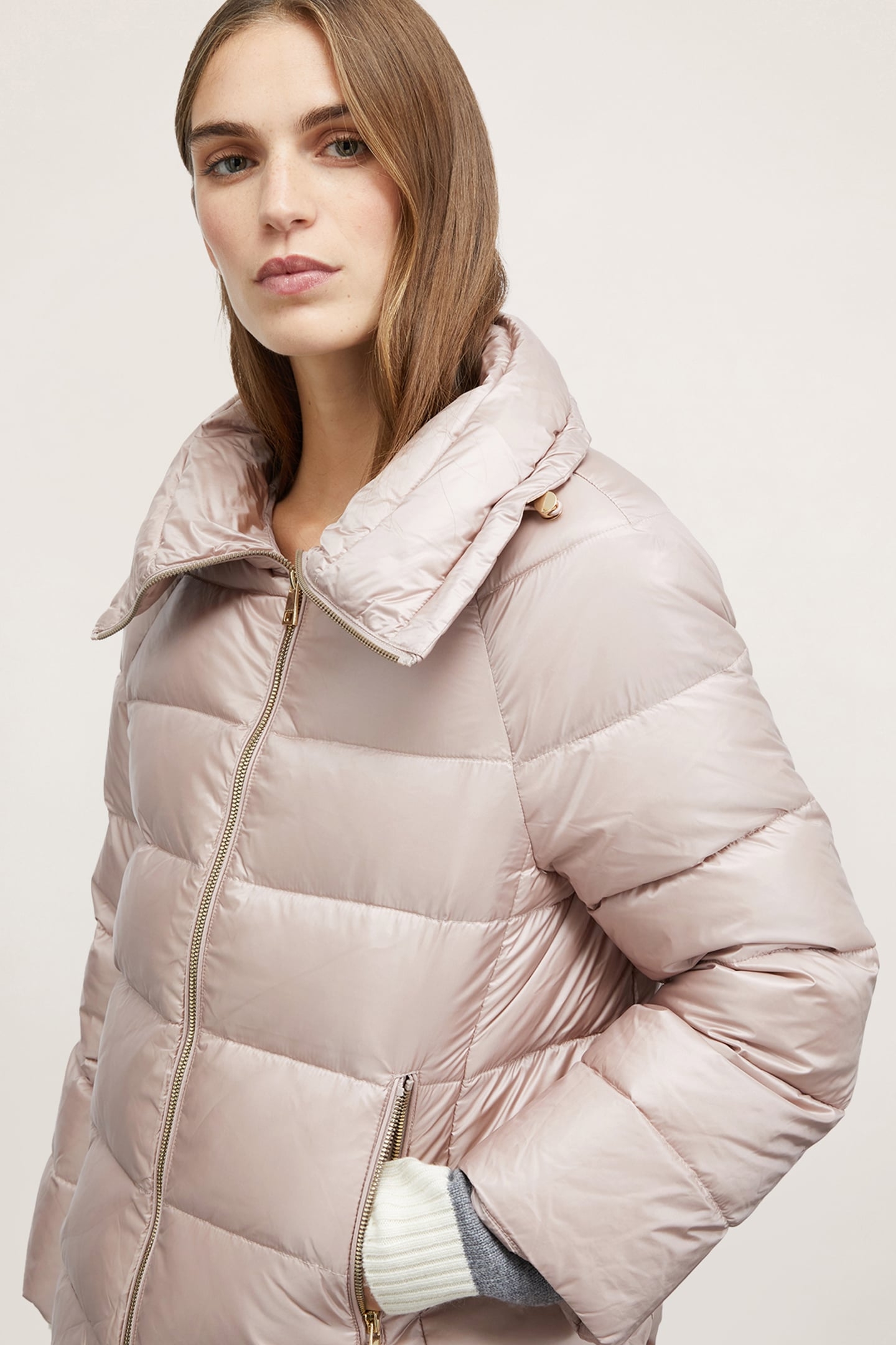 GENUINE DOWN JACKET WITH HIGH COLLAR PINK 5