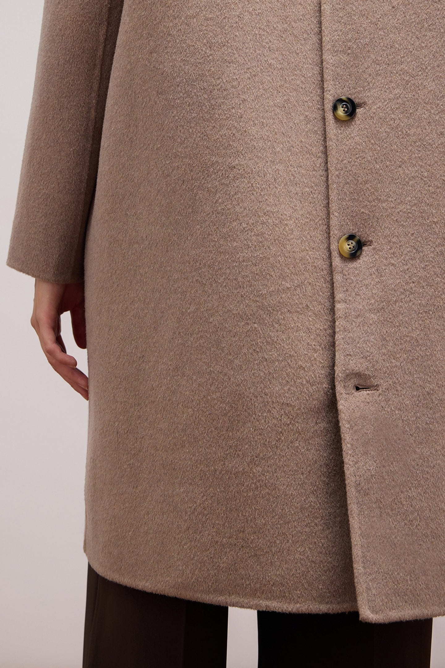 WOOL BLEND HOODED COAT WITH DETACHABLE COWL BROWN 5