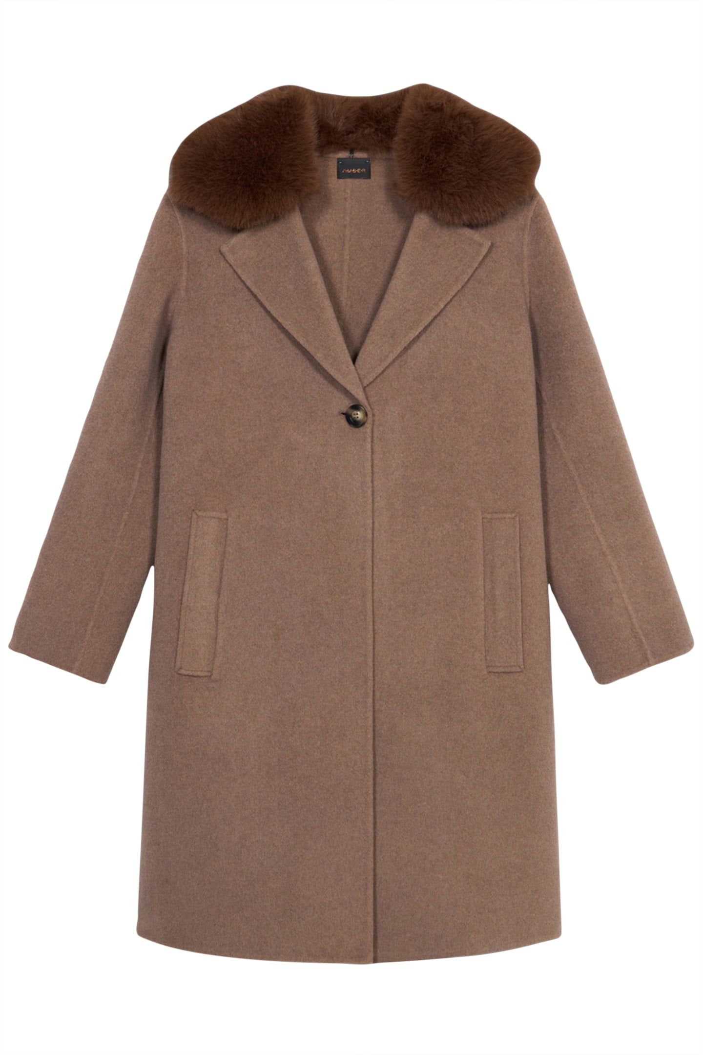 WOOL BLEND HOODED COAT WITH DETACHABLE COWL BROWN 3