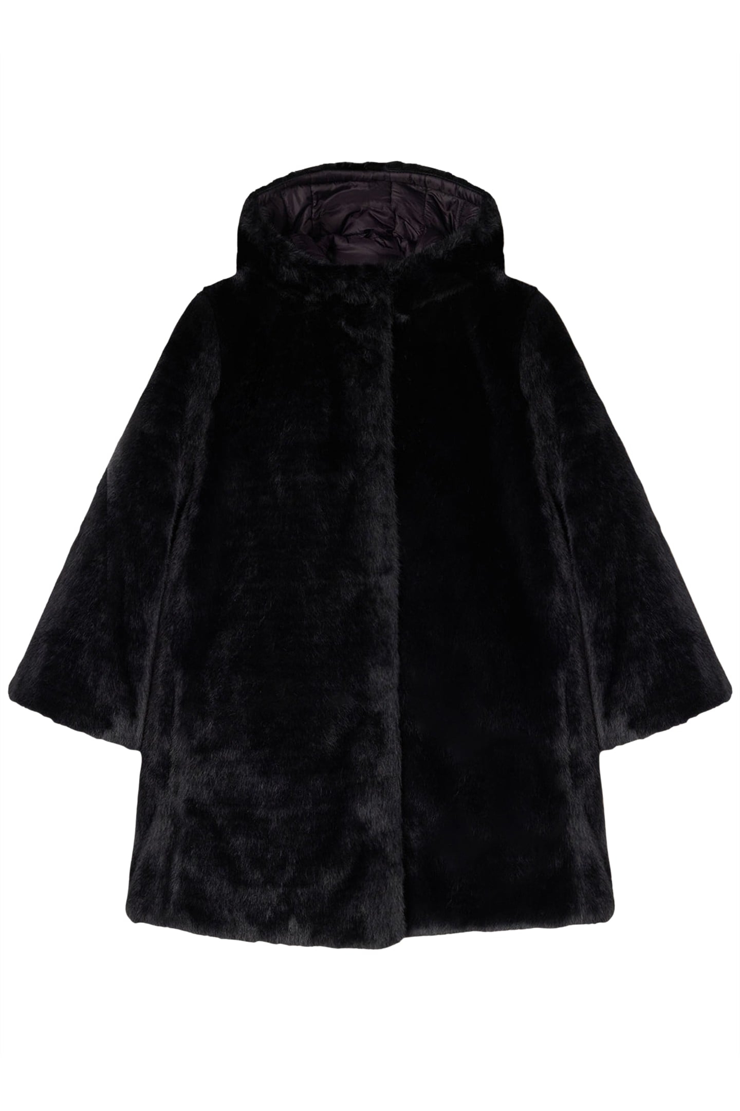 LONG TEDDY CAPE WITH HOOD BLACK 4