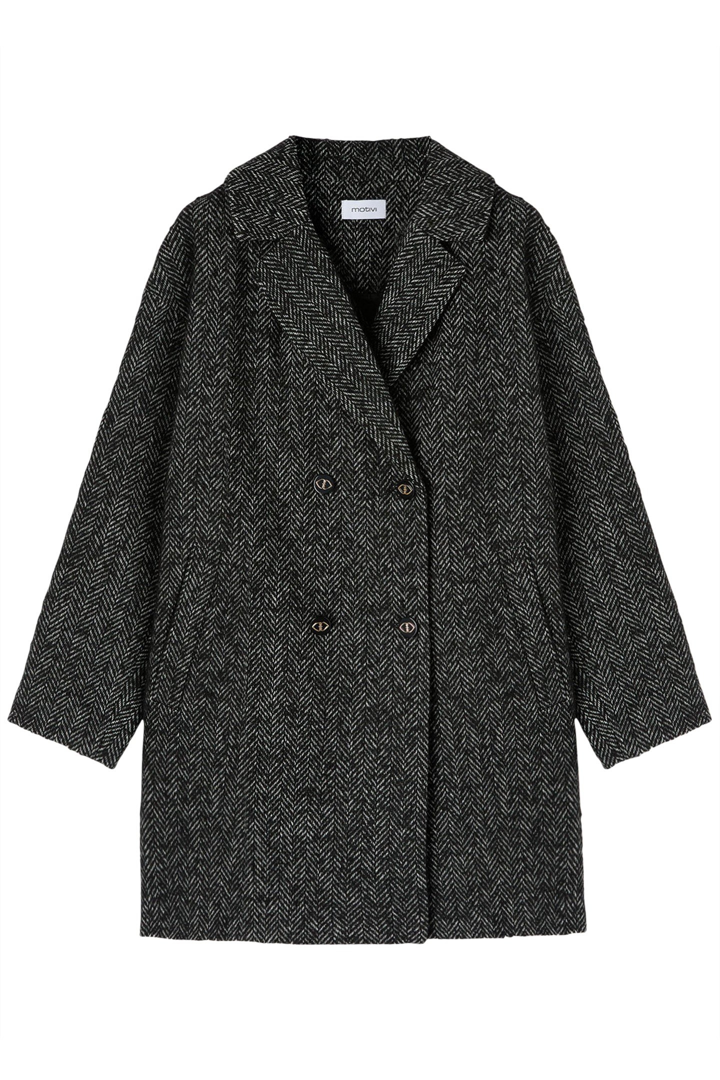 DOUBLE-BREASTED WOOL BLEND COAT BLACK 4