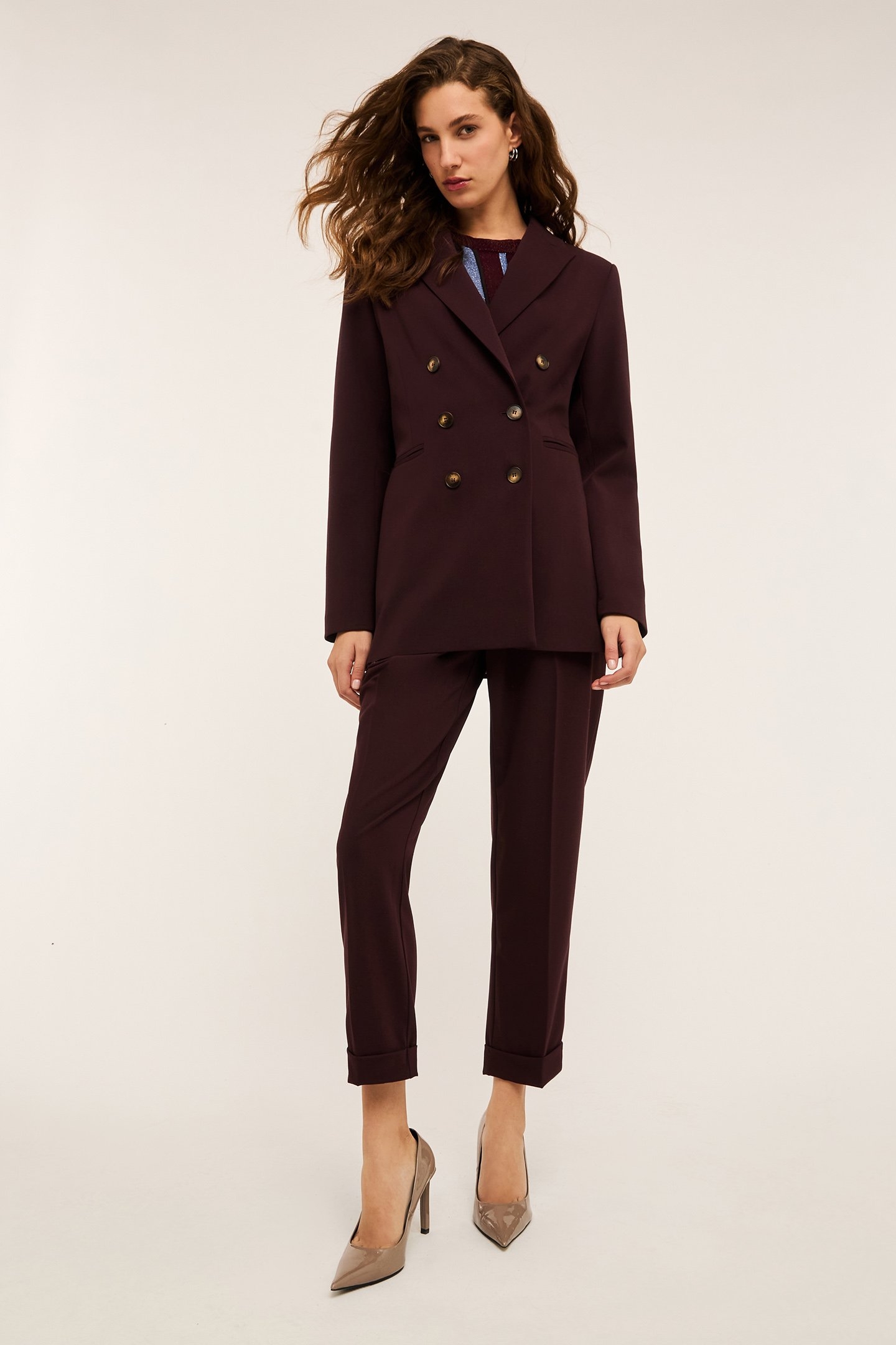 DOUBLE-BREASTED LONG JACKET BORDEAUX 3