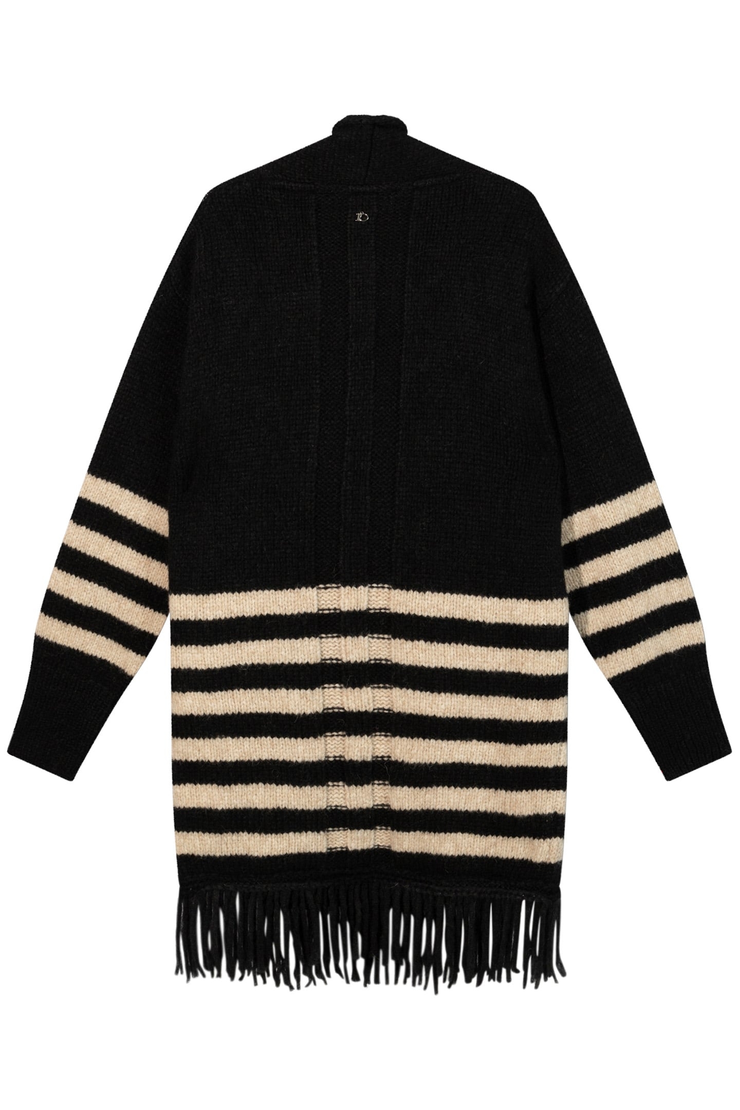 CARDIGAN KNIT STRIPES BLACK/LIGHT LATTE 5