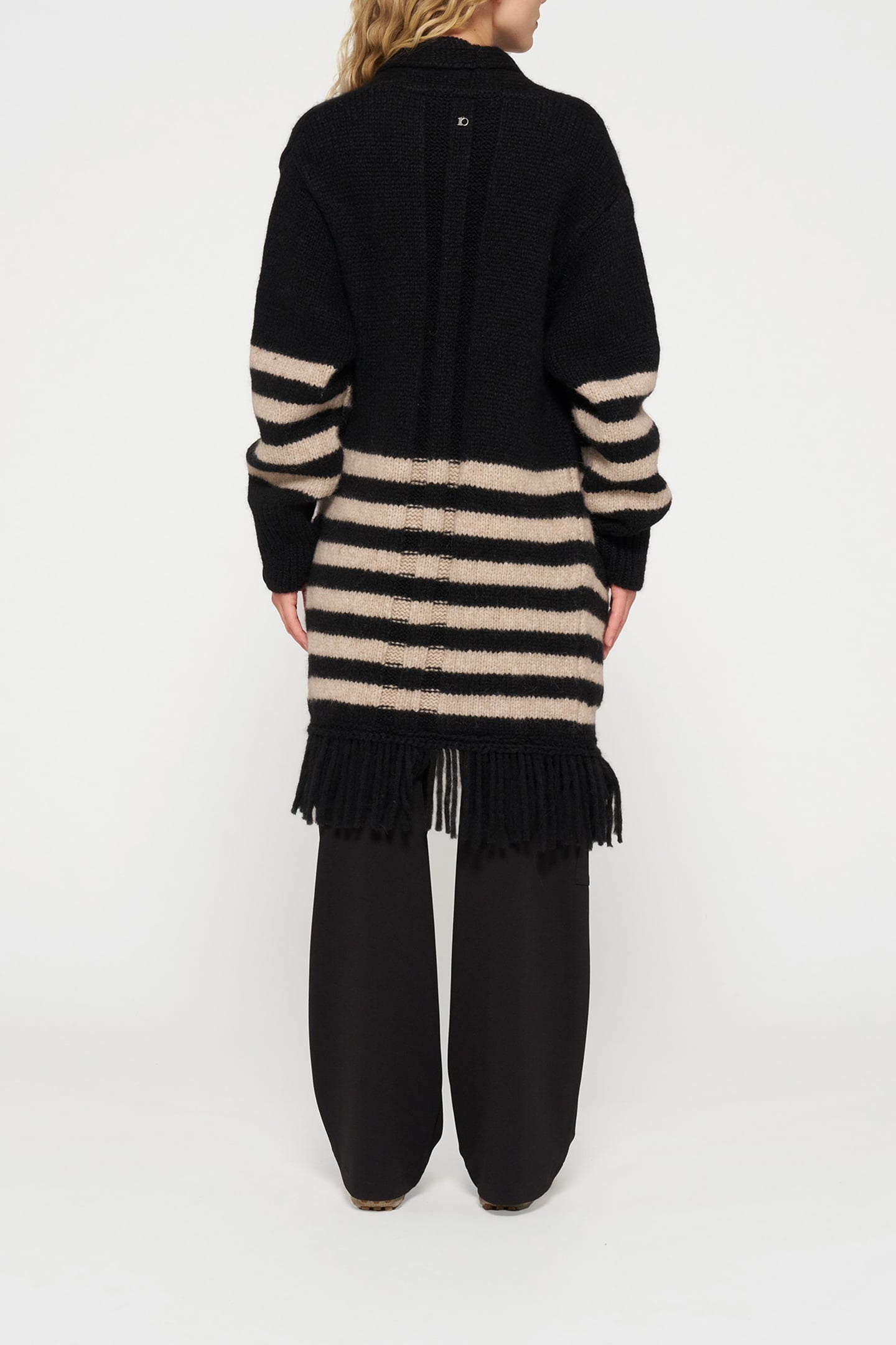 CARDIGAN KNIT STRIPES BLACK/LIGHT LATTE 3