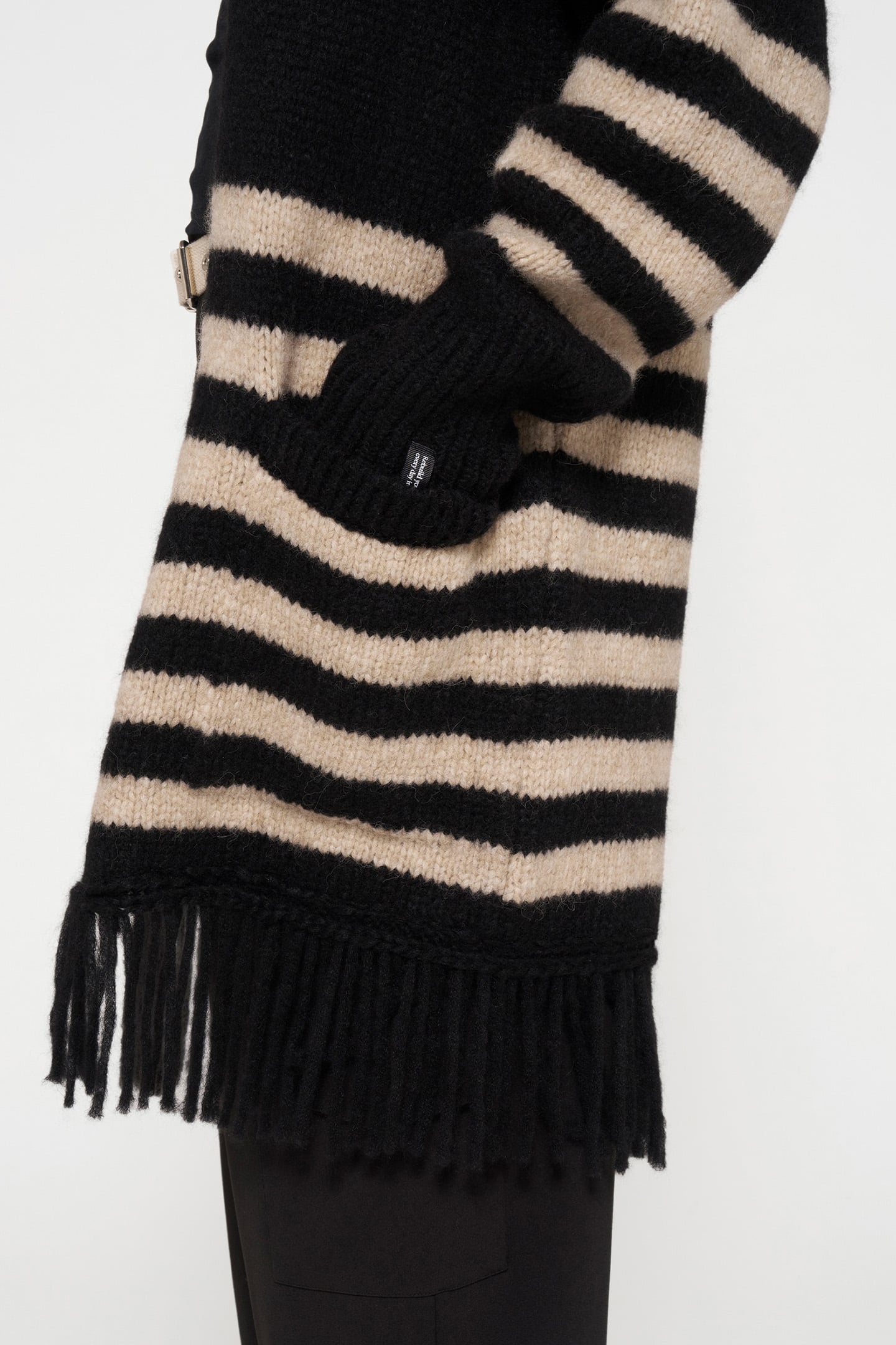 CARDIGAN KNIT STRIPES BLACK/LIGHT LATTE 6