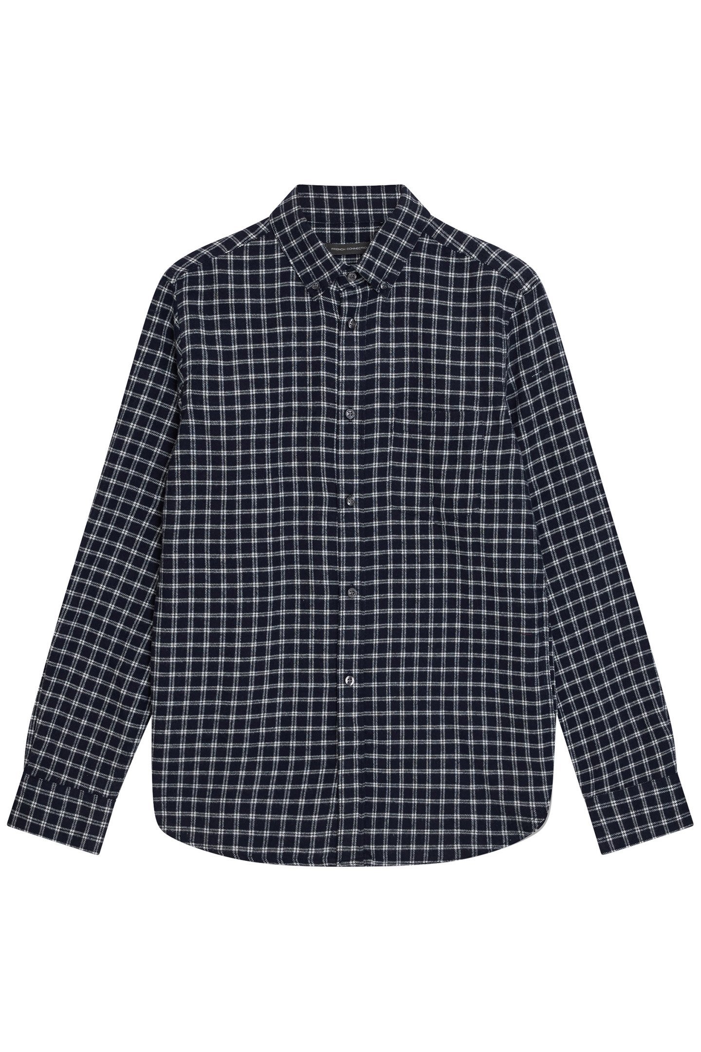 BOX CHECK FLANNEL LS MARINE/ECRU 1