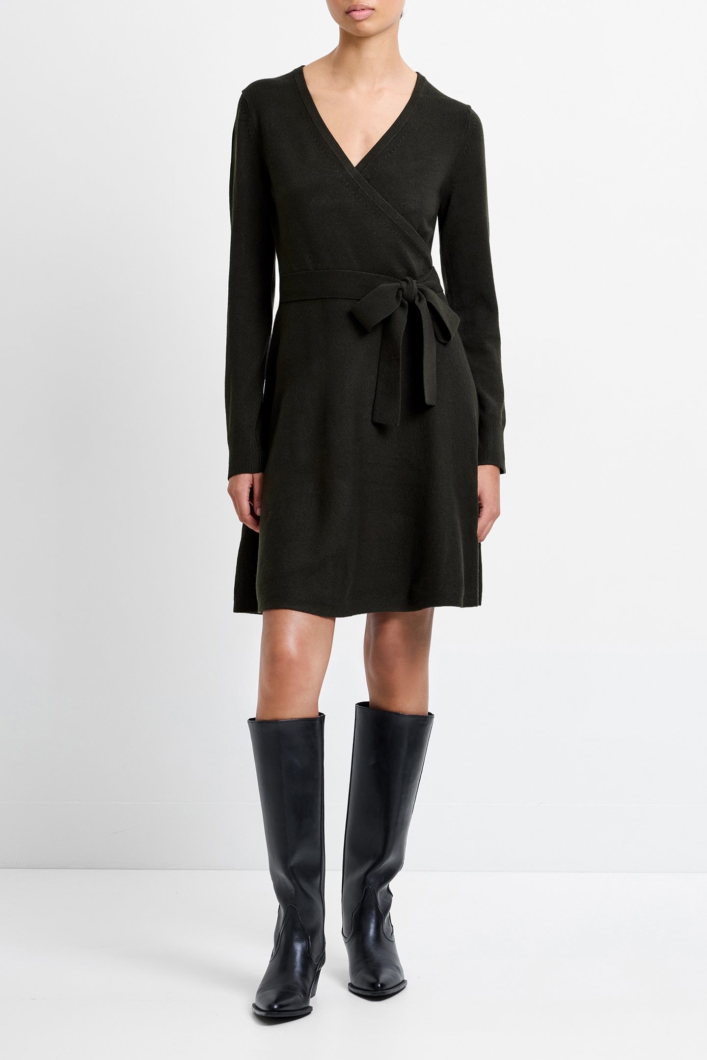 BABYSOFT WRAP MINI DRESS BRUNSWICK GREEN 3