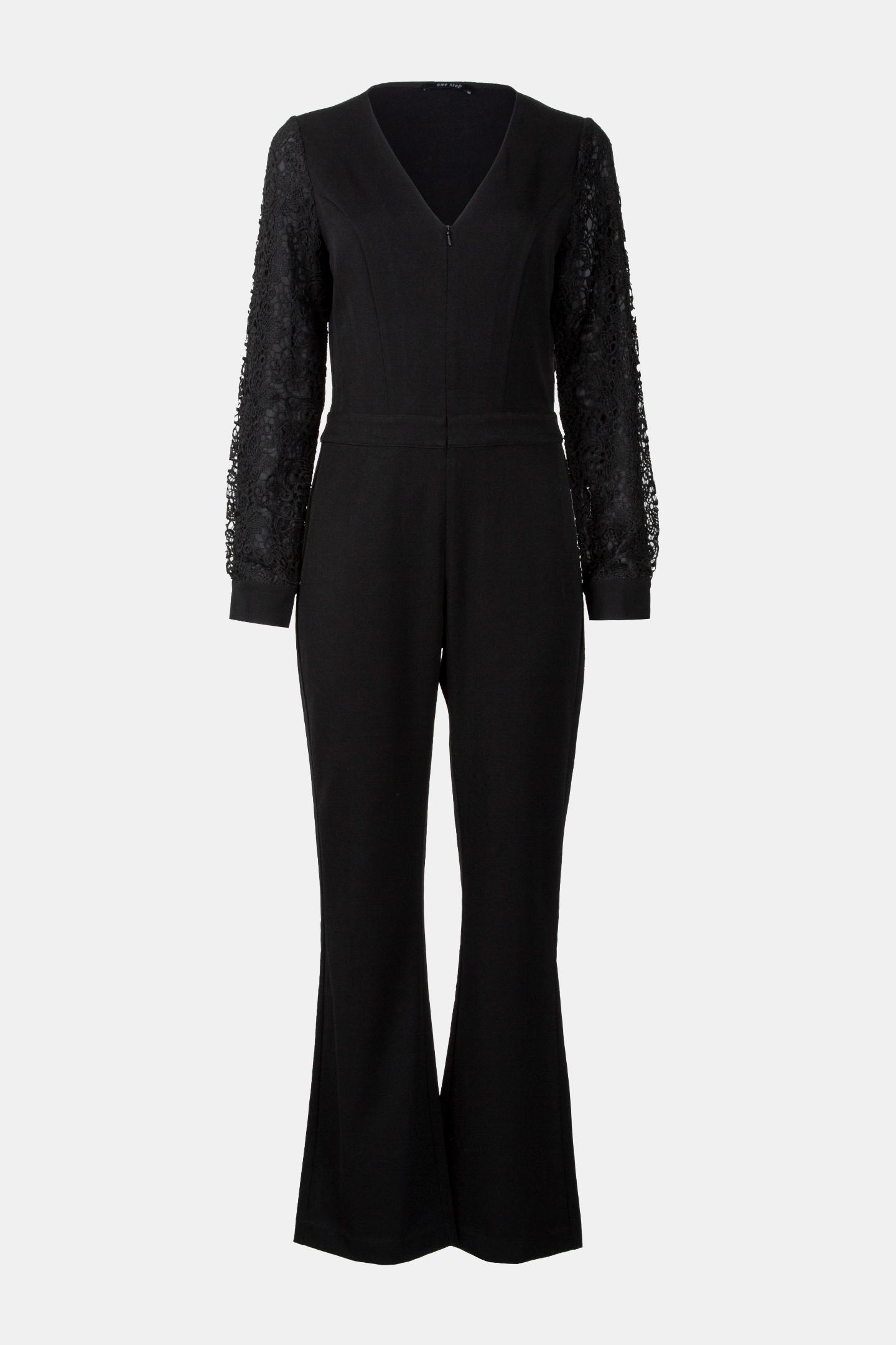 RUFINO - LONG BLACK JUMPSUIT WITH LACE SLEEVES 3