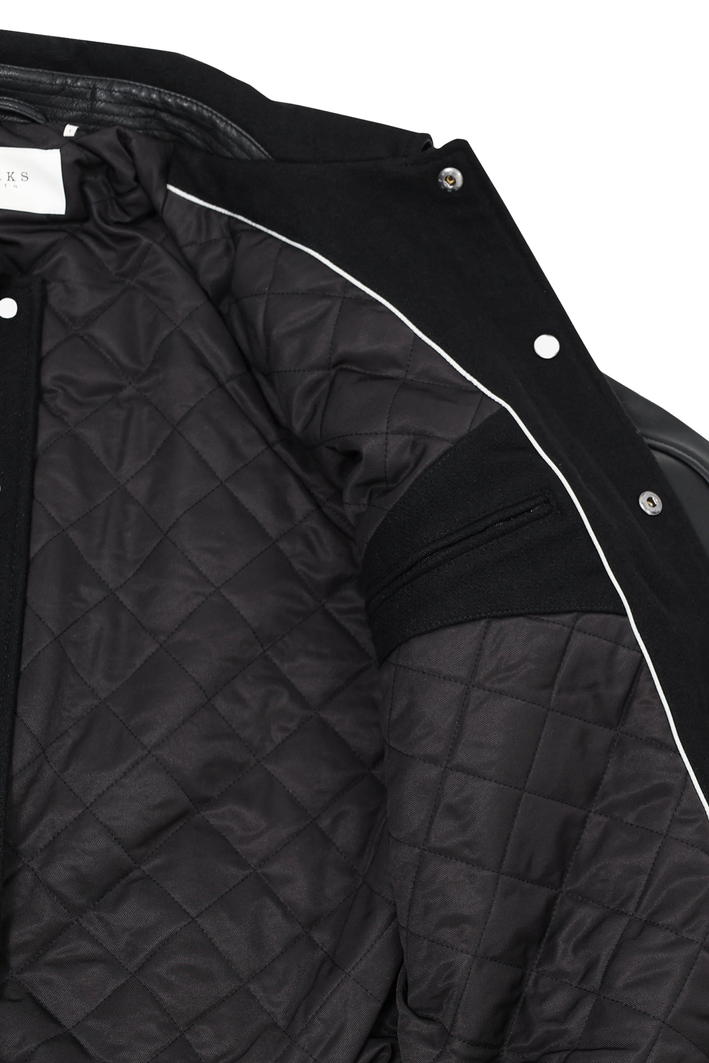 BLACK MIXED CHROME-FREE LEATHER VARSITY JACKET BLACK 7