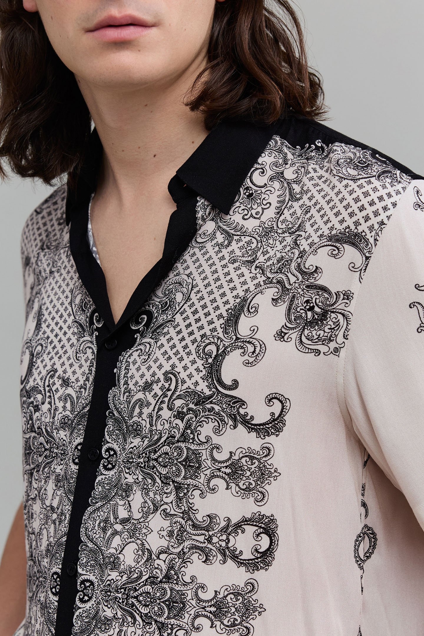 BLACK REGULAR SHIRT WITH BAROQUE MOTIF BLACK 5