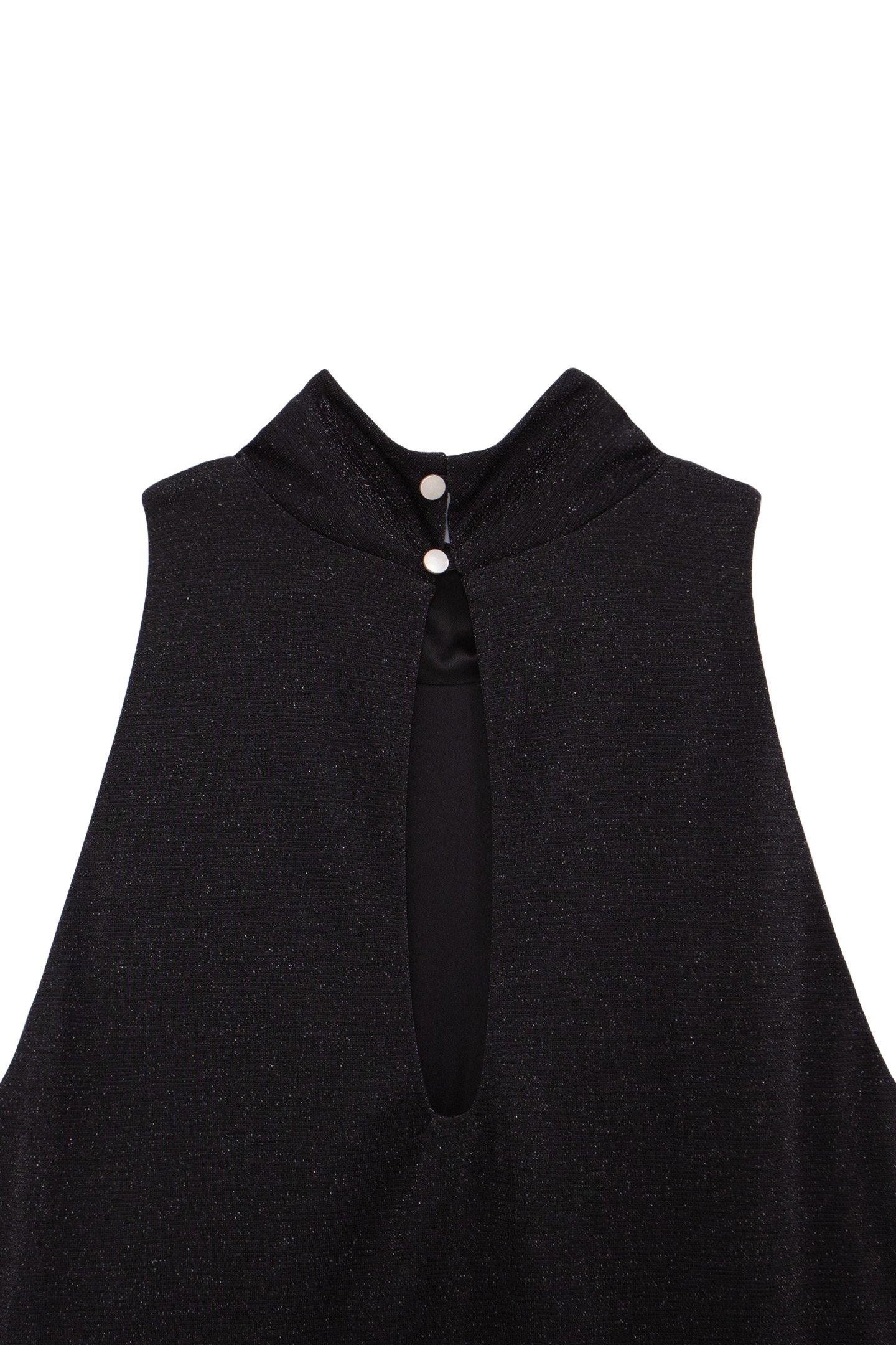 BLACK LUREX MESH DRESS WITH AMERICAN NECKLINE BLACK 6