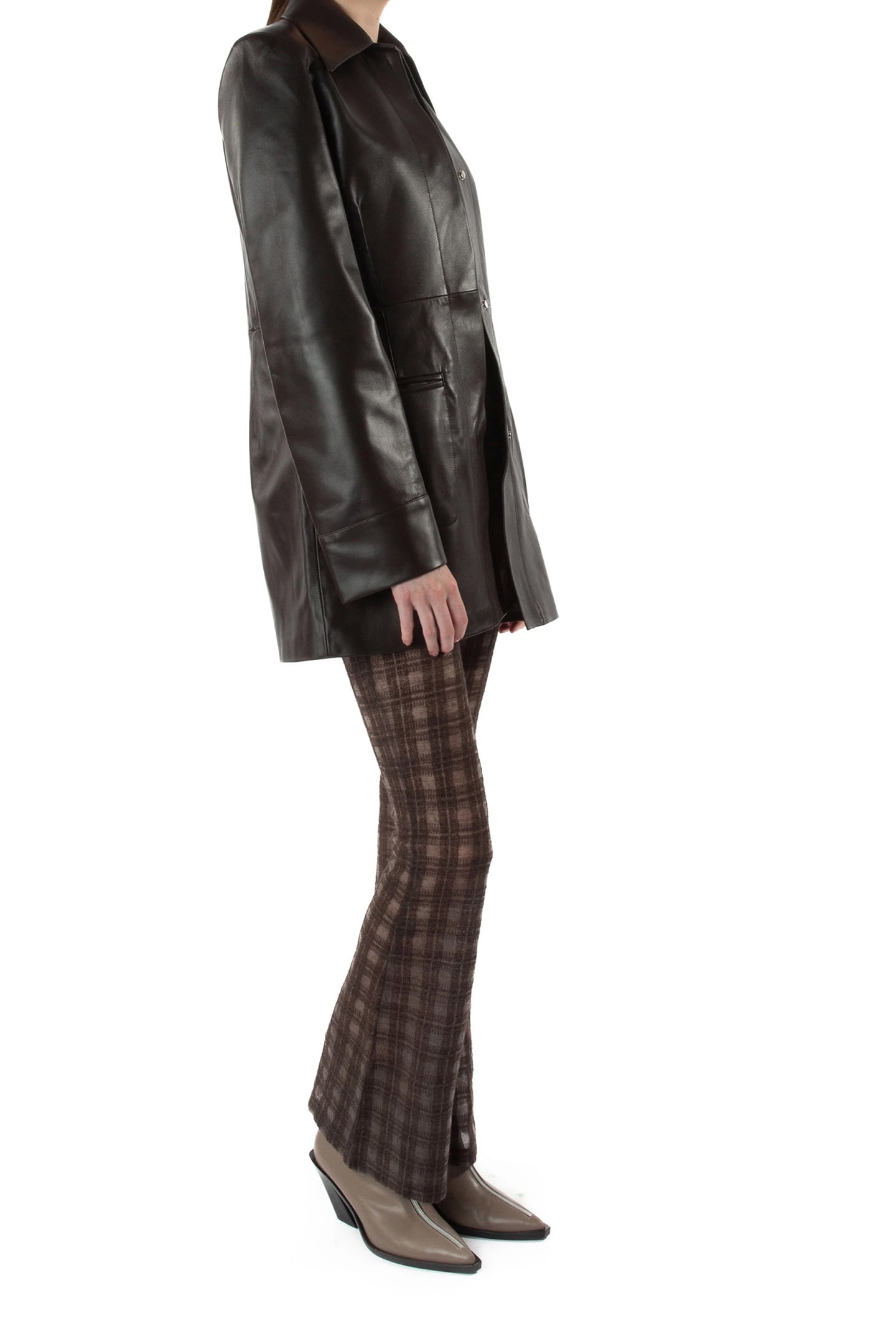 MID LEATHER COAT BROWN 4